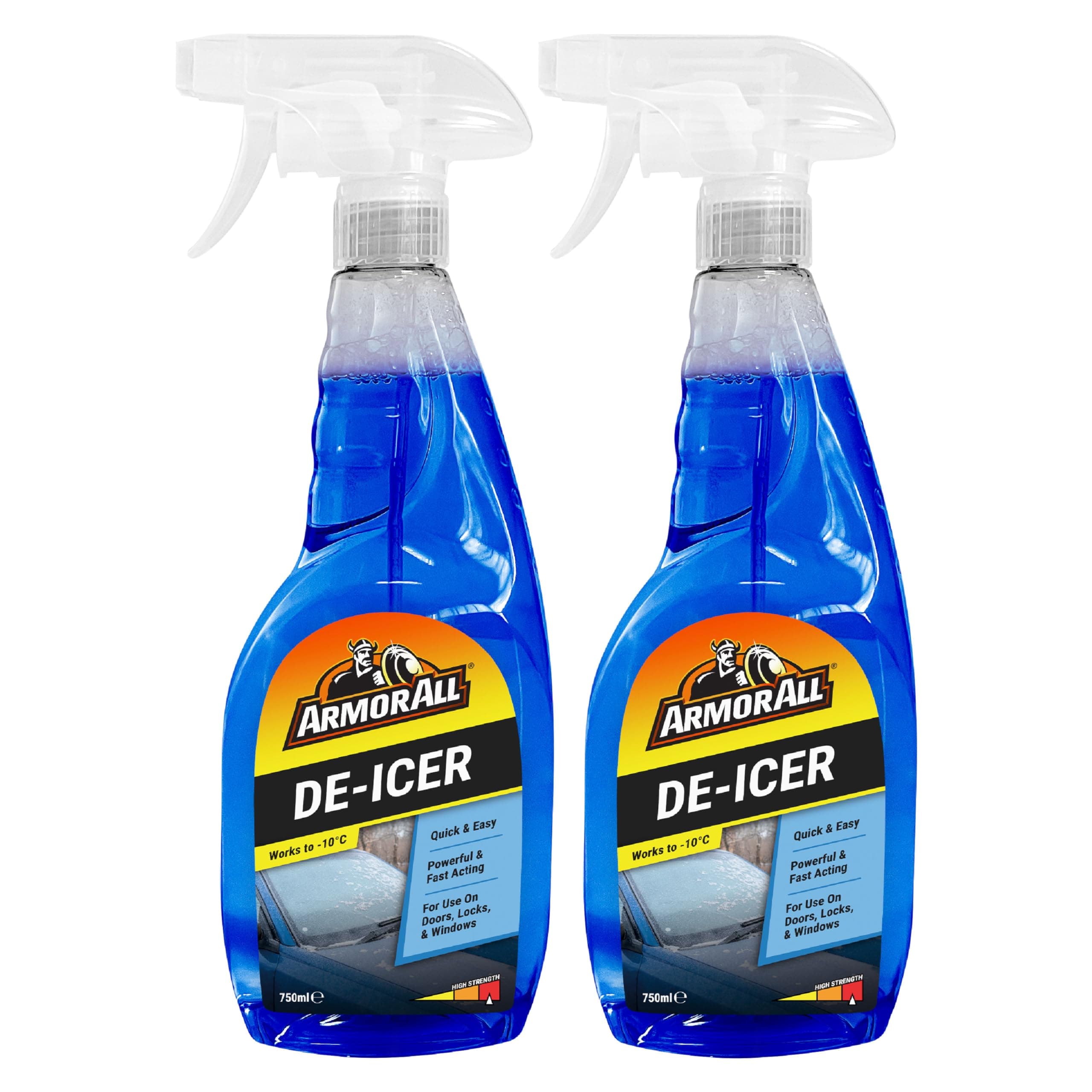 Fast Acting De-Icer, 2 x 750ml, Melts Ice Quickly, Effective down to -10°C, For Car Windows, Door Locks, Latches, Headlights