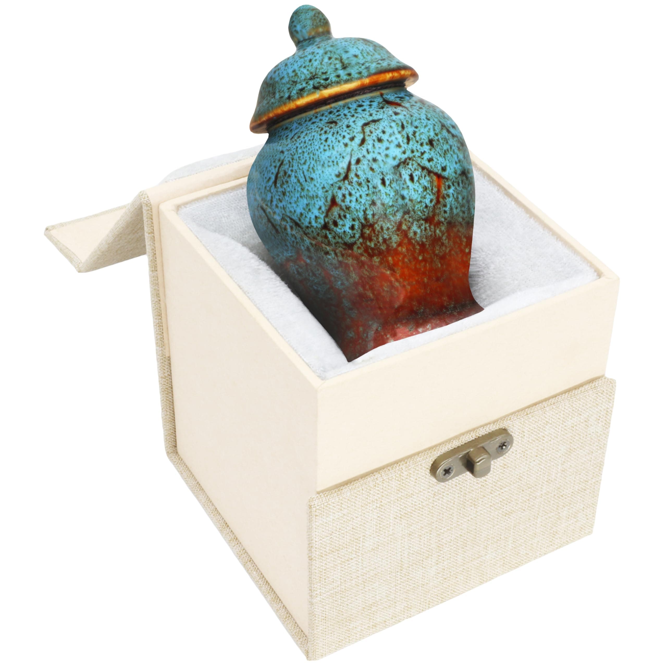 M MEILINXU Small Urns for Human Ashes Keepsake, Urn for Ashes for Women & Man, Variable Glaze Texture, Decorative Cremation Container, Sapphire, Mini Urn, Blue Keepsake - Ceramics Small Urns