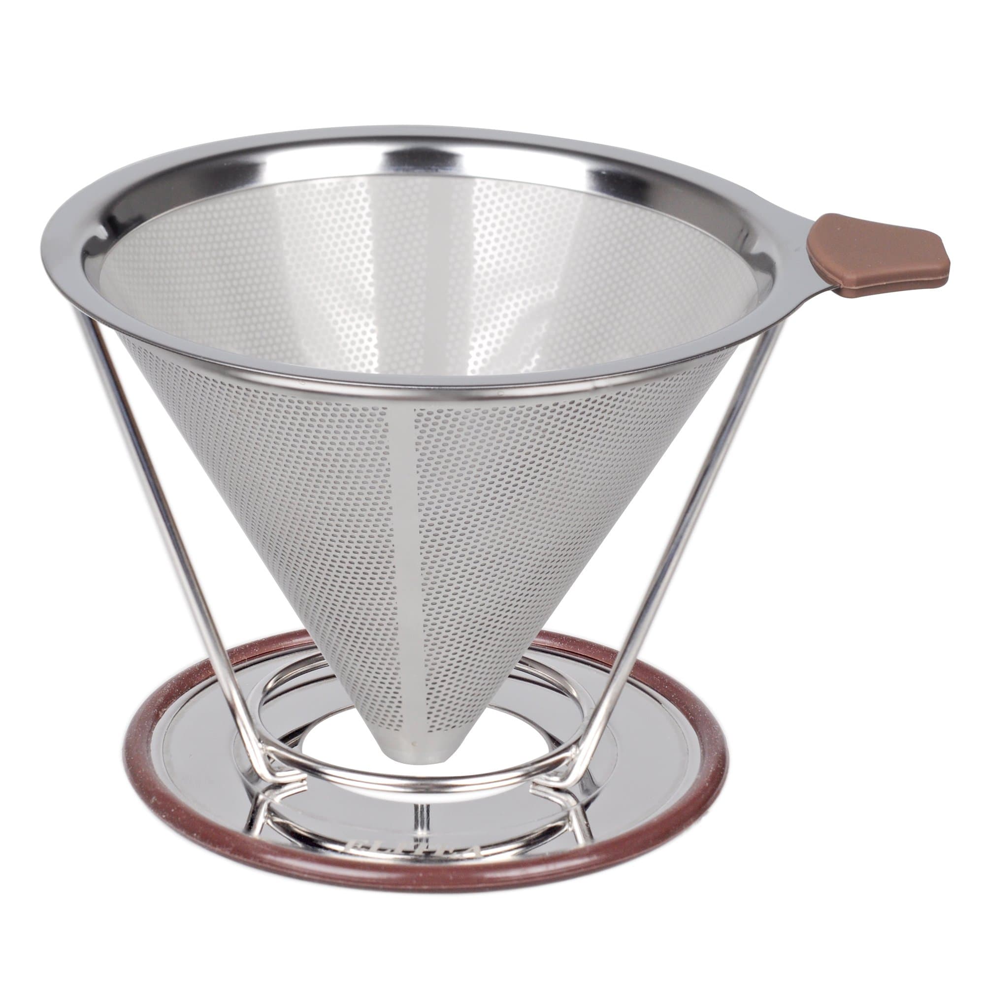 Pour Over Coffee Dripper ELITEA Coffee Drip Cone Filter Stainless Steel Paperless Reusable Coffee Maker Anti Clogged with Spoon, Cleaning Brush, and Silicone Grip