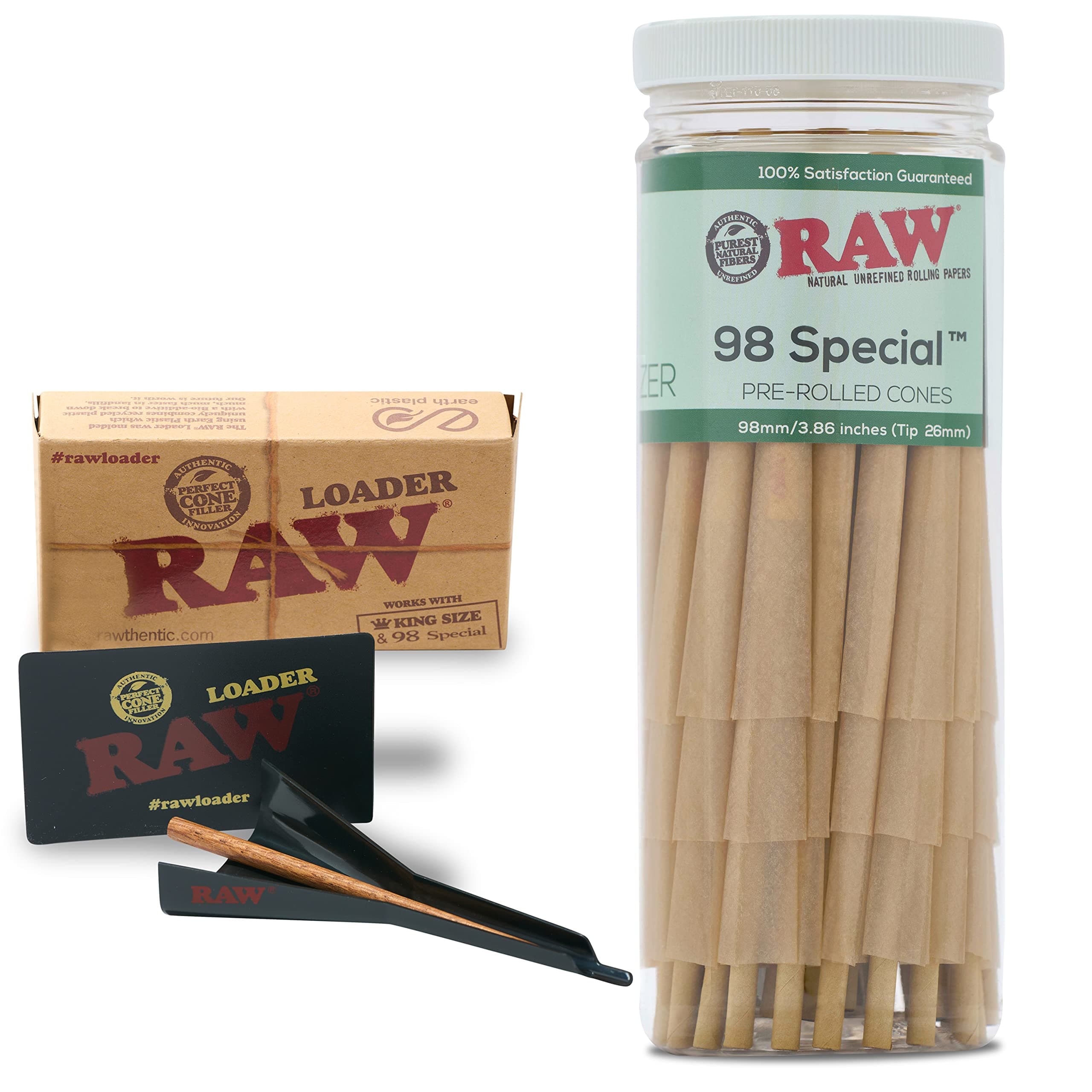 RAW Cones 98 Special Classic Kit: 100 Pack & Cone Loader Bundle