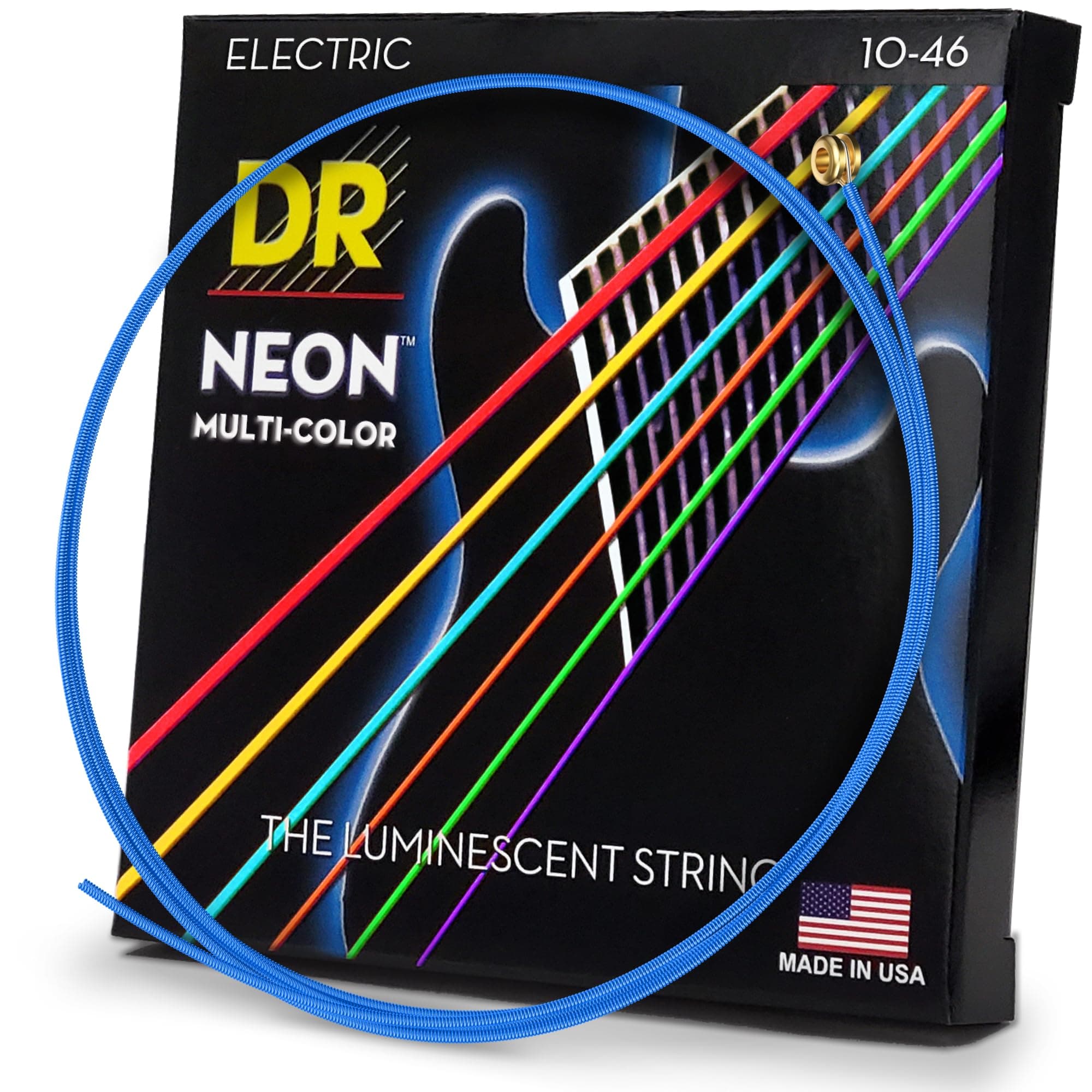 HI-DEF NEON™ - MULTI-COLOUR Coloured Electric Guitar Strings: Medium 10-46