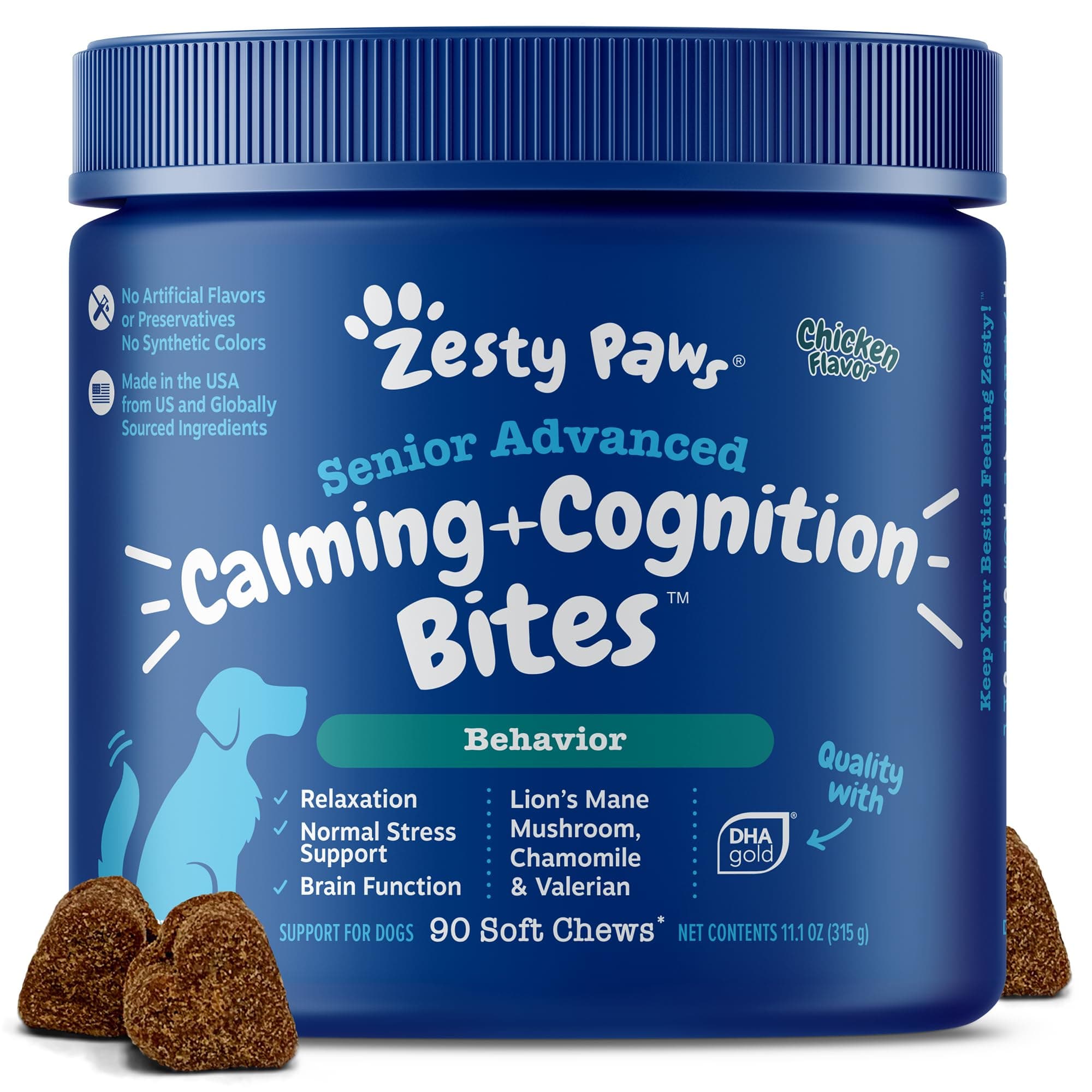 Senior Advanced Calming & Cognition Soft Chews for Dogs - Supplements for Dog Brain Health & Nervous System Support + Calming & Relaxation -with Ashwagandha & DHA