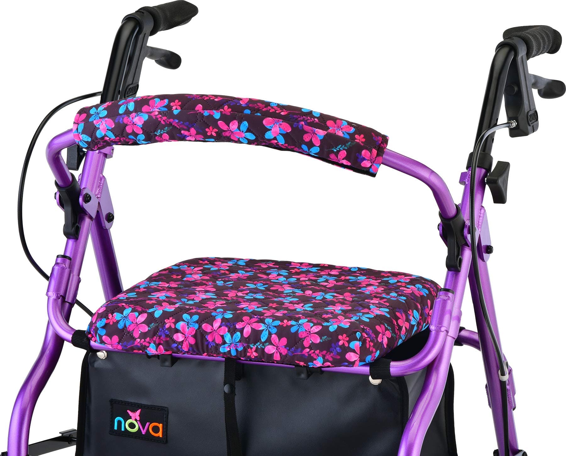 NOVA Rollator Walker Seat & Backrest Cover Set – Removable Washable Fabric Cushion Covers for Standard Rolling Walkers, Comfort & Style Upgrade Mobility Accessory, Garden Flowers Design