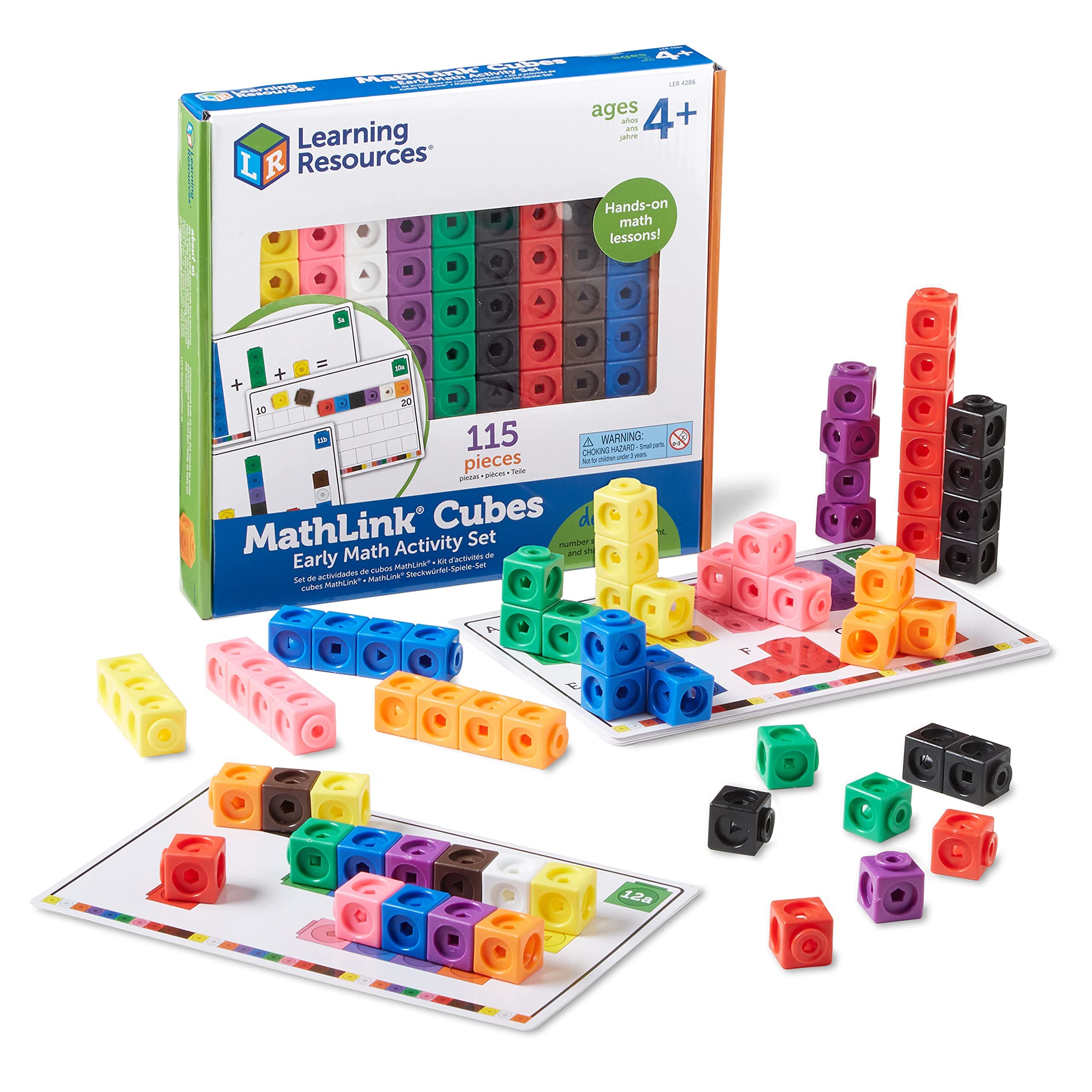 MathLink Cubes Early Math Activity Set - 115 Pieces, Ages 4+, Classroom Must Haves, Preschool Activities, Teacher School Supplies, Toddler Montessori Toys, Math Manipulatives