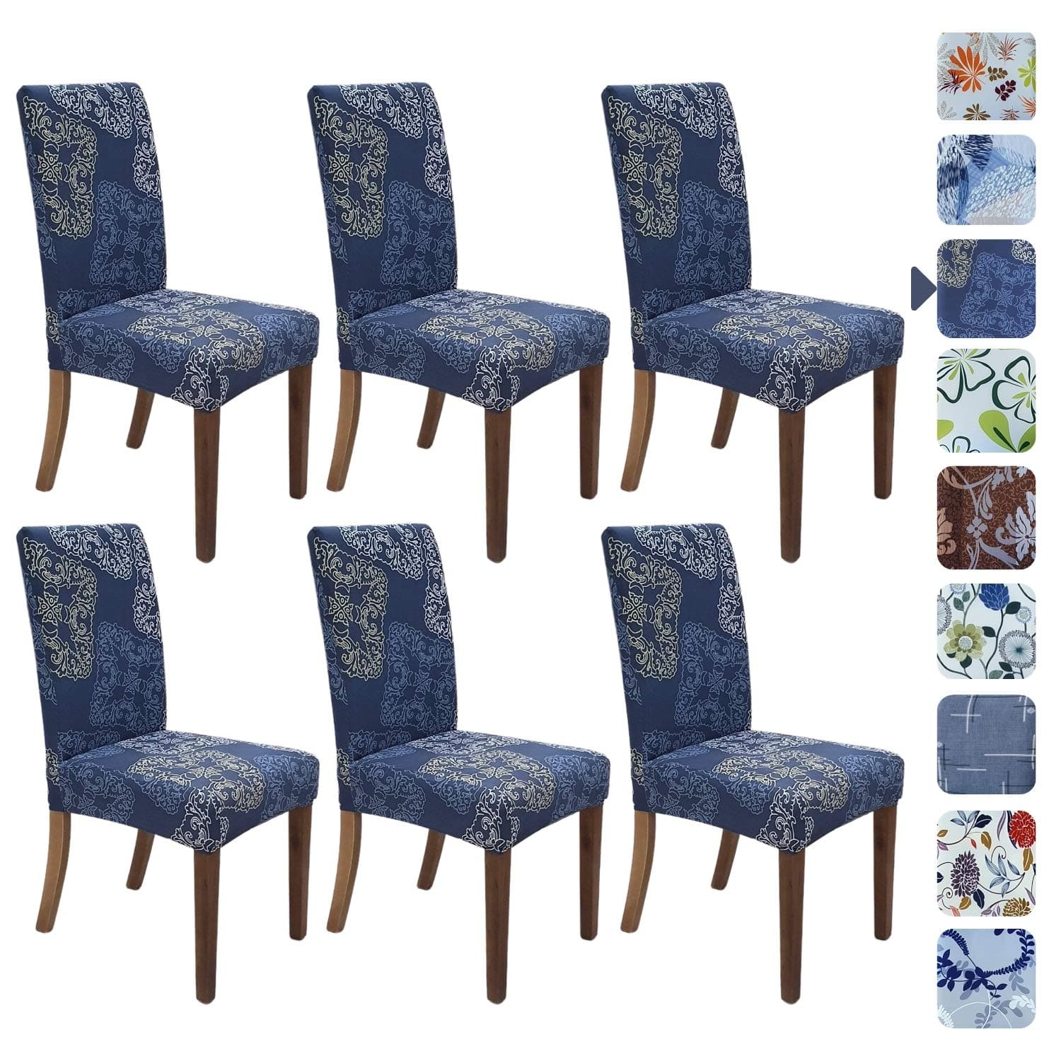 SPRINGRICO Chair Covers for Dining Room 6 Pack, Stretch Dining Chair Cover, Washable Spandex Kitchen Parsons Chair Slipcovers, Removable Seat Protector for Home or Party ( Set of 6, STYLE02)