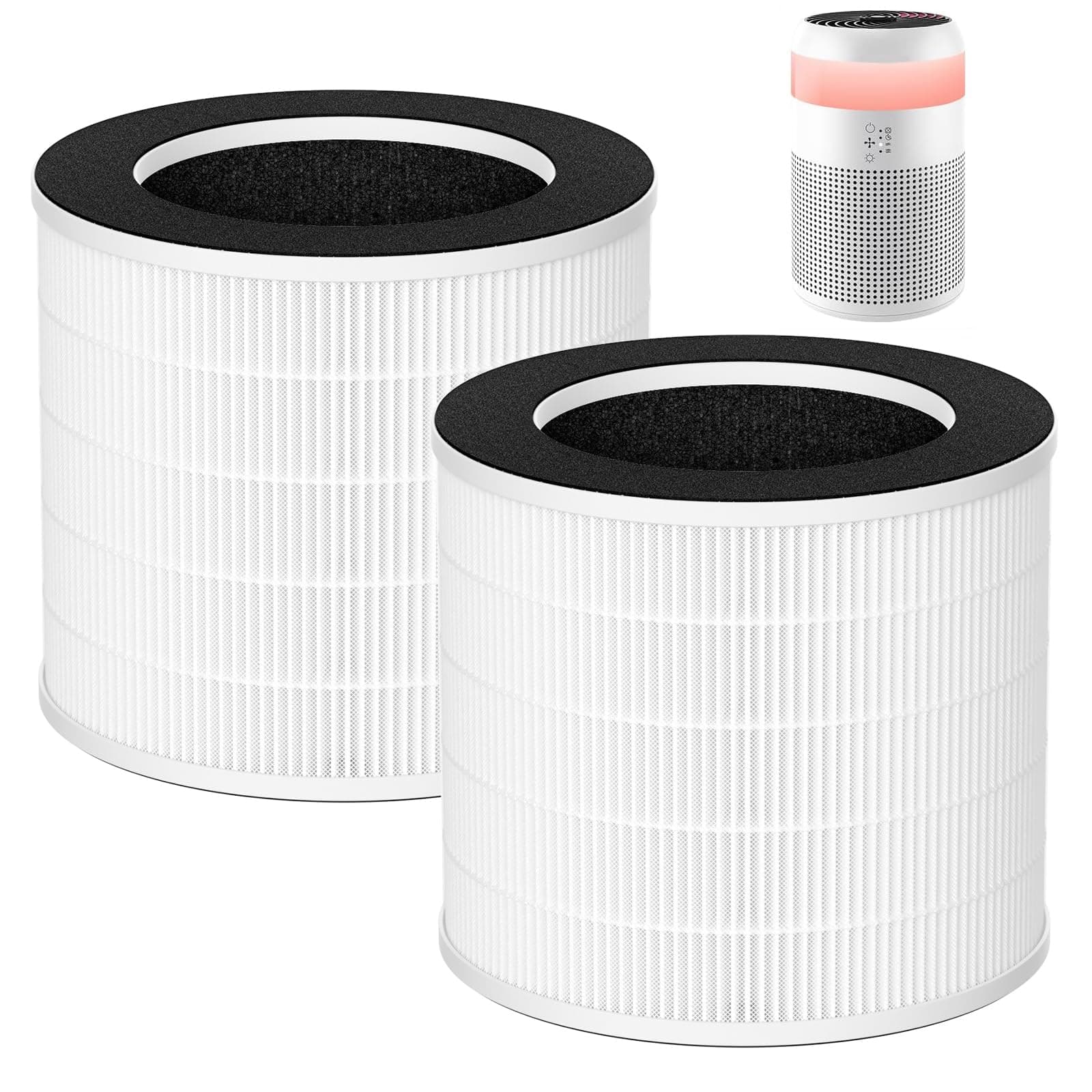 2 Pack Demi Filter Replacement, Compatible with Afloia Demi Air Purifier, HEPA 360° 3-Stage Filtration, Works for Hair Pet Dander, Odor, Dust Smoke, Pollen