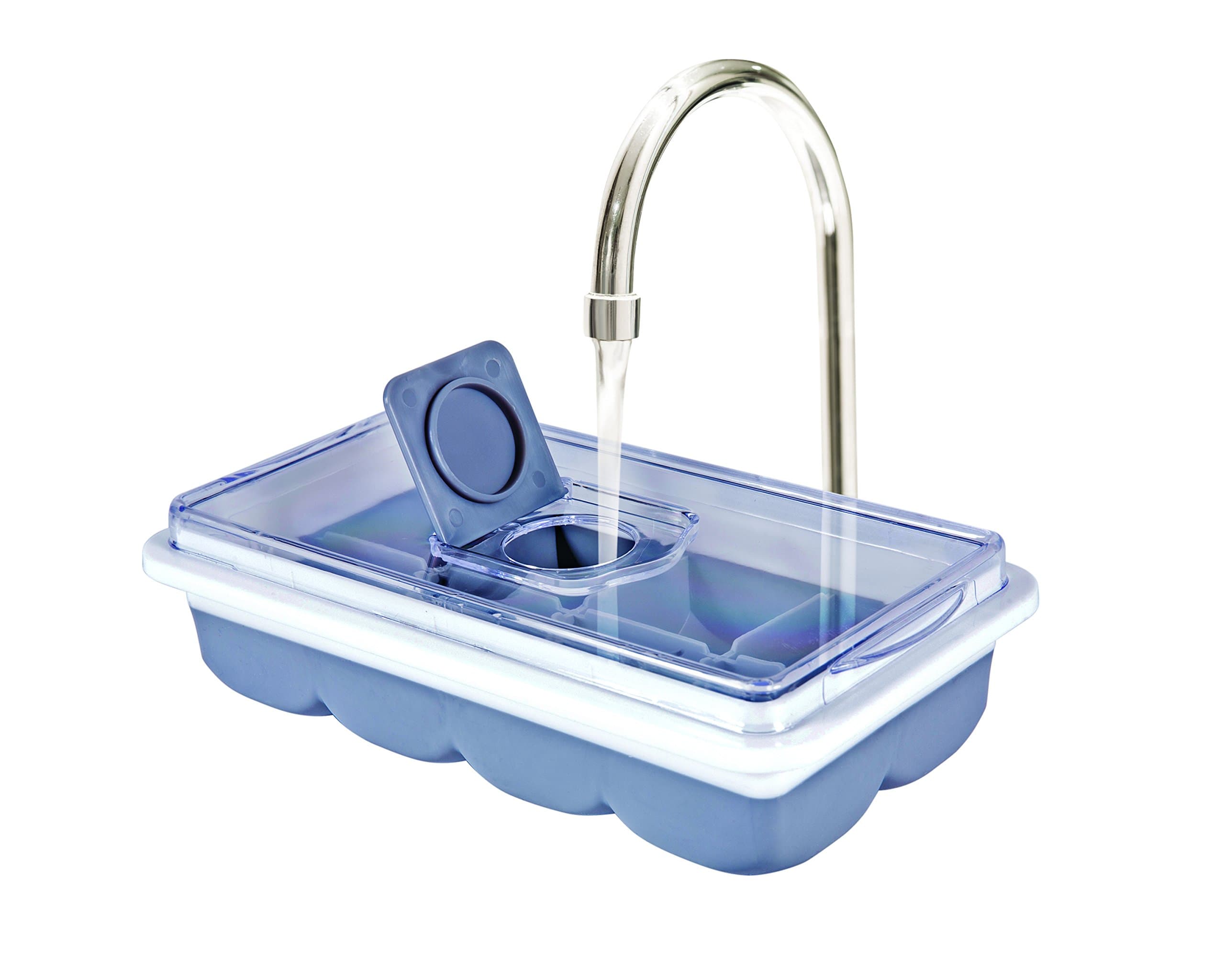 No Spill Slim Ice Cube Tray, Large, Gray/White