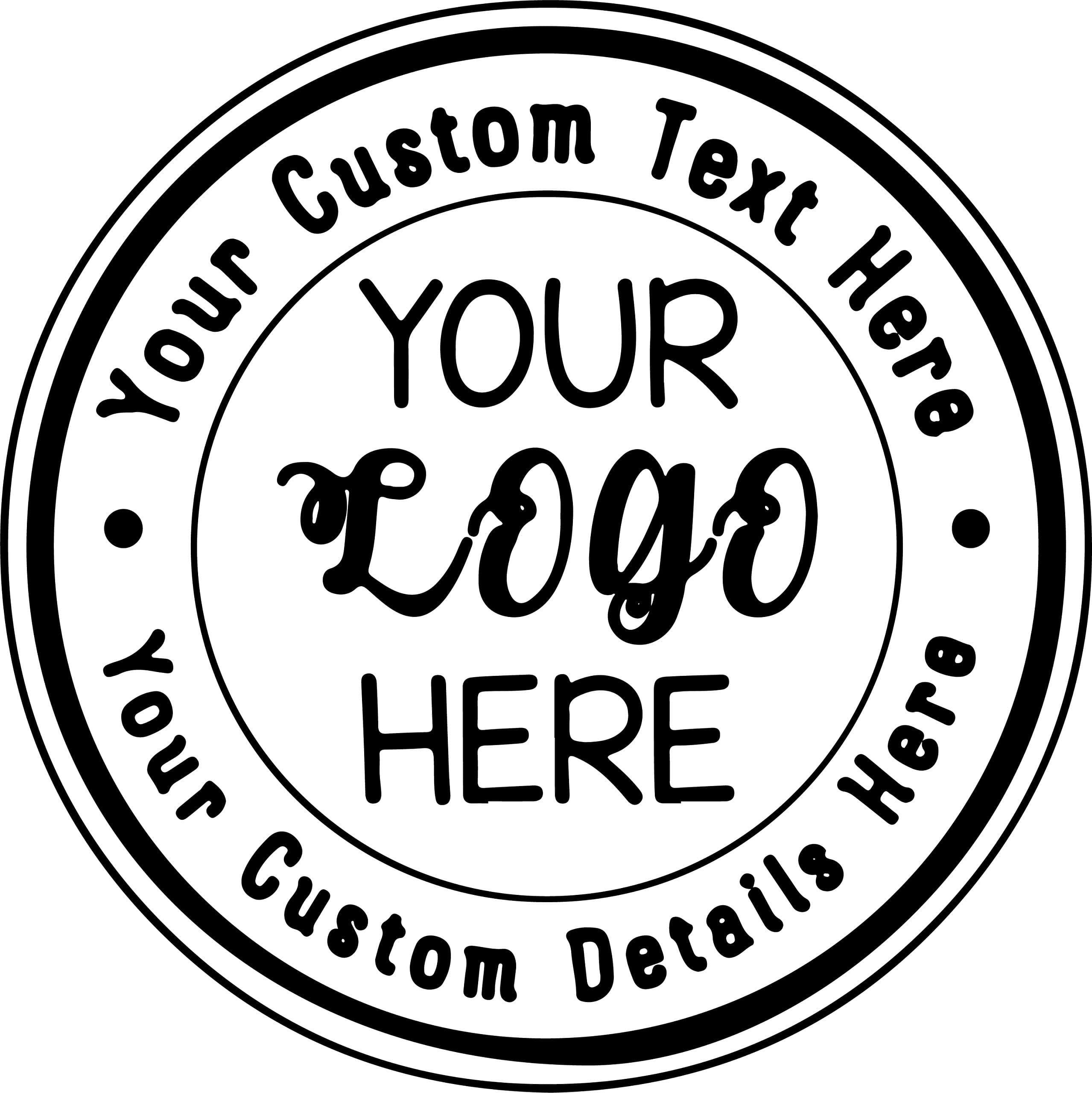 Custom Business Logo Double Round Border Stamp - 3 Lines of Text - Self Inking Stamper - Rubber Personalized Stamp - Stamps for Local Business - Personalized Business Stamps (Black)