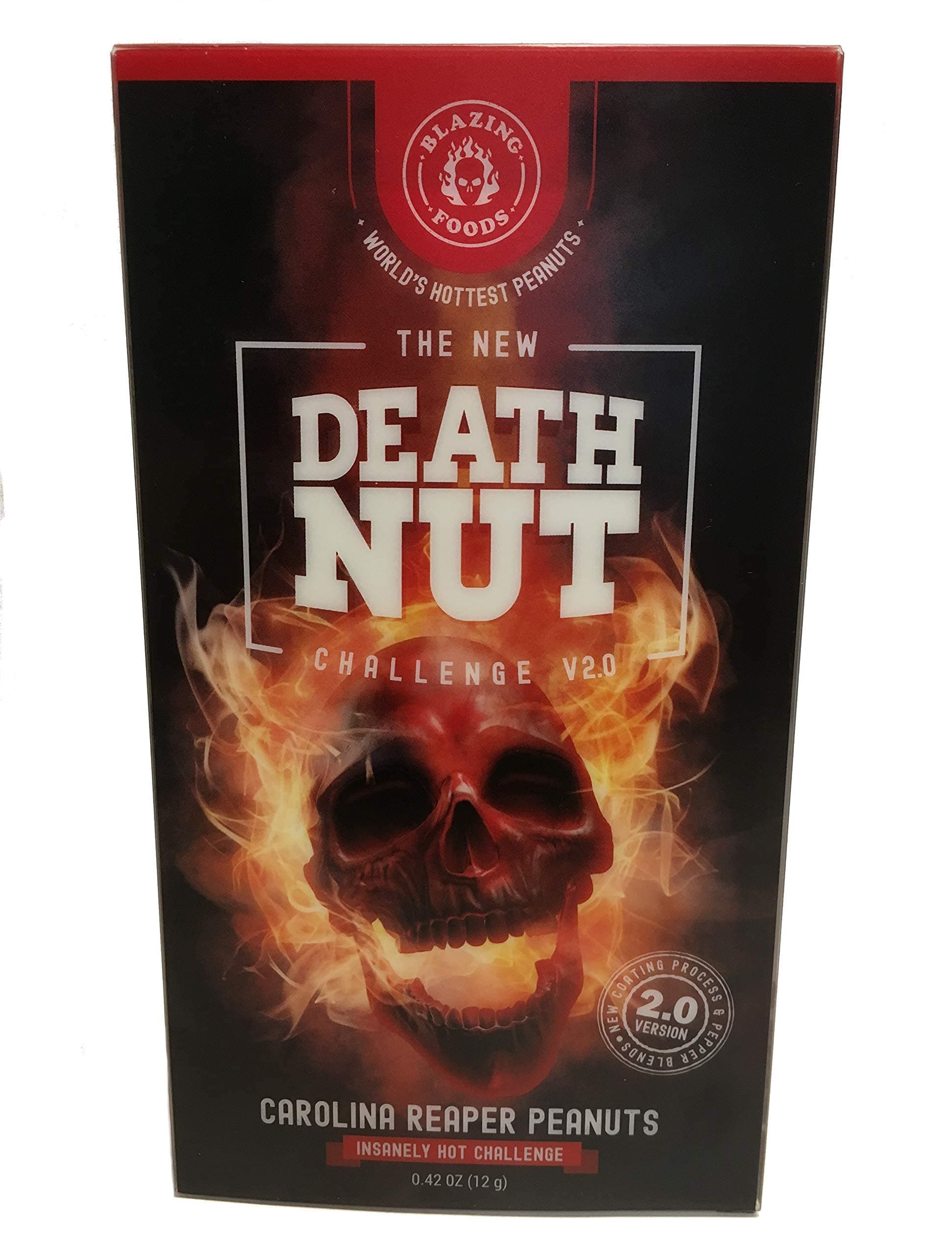 The Death Nut Challenge Version 2.0 Carolina Reaper Peanuts new and improved with better flavor, crunch, pepper blends including Ghost Pepper, Moruga Scorpion!