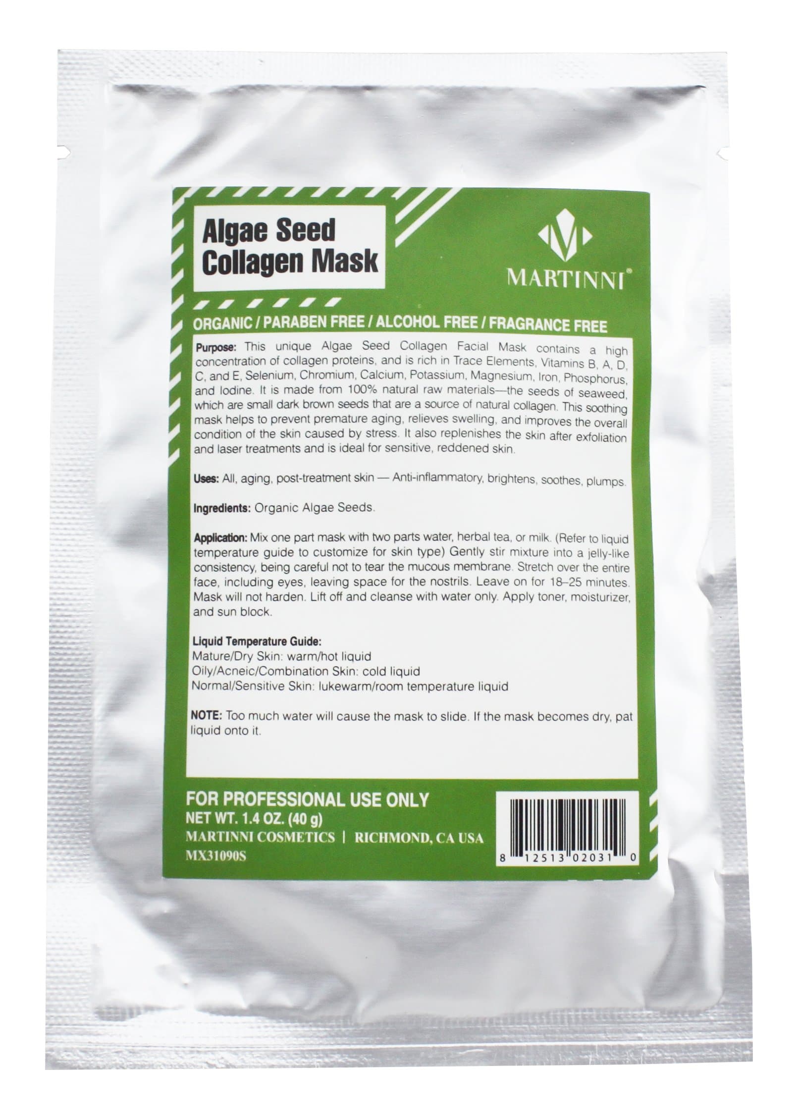 Martinni Algae Seed Collagen Mask, 40 g/1.4 oz.
