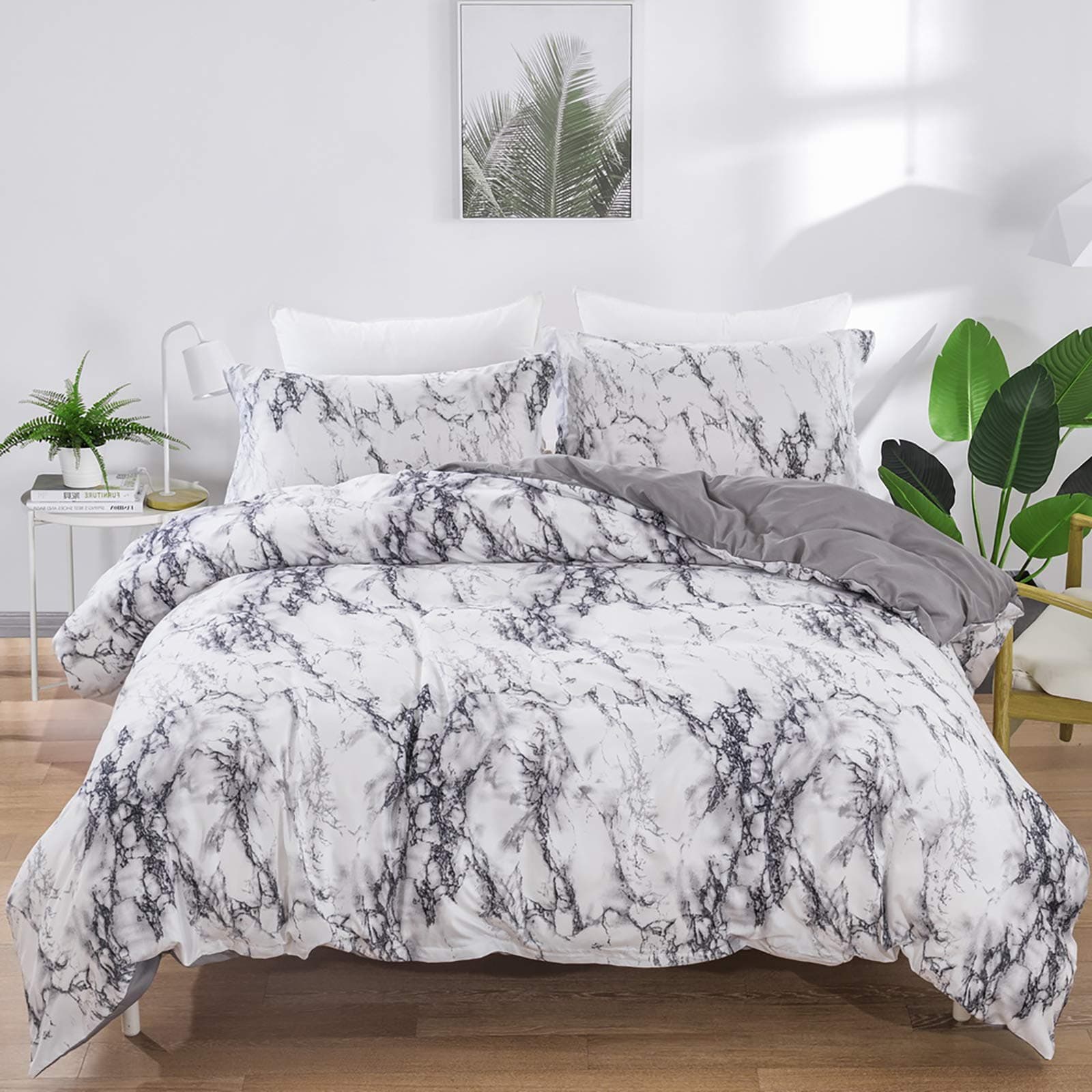 Black and White Comforter Set Queen His Side Her Side Printed Bedding Comforter Quilt with 2 Pillowcases Down Comforter Duvet Insert, Ultra Soft and Comfortable Queen(comforter set)