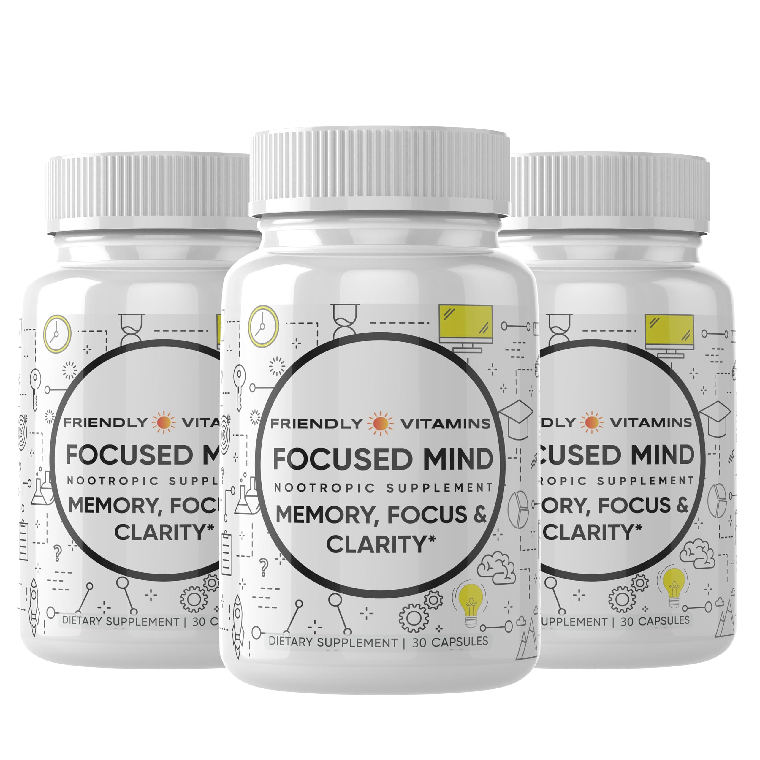 Focused Mind – Daily Brain Supplement for Memory and Focus Support | Nootropic for Concentration, Mental Clarity, and Brain Energy | Cognitive Supplement for Work, School, or Everyday Demands