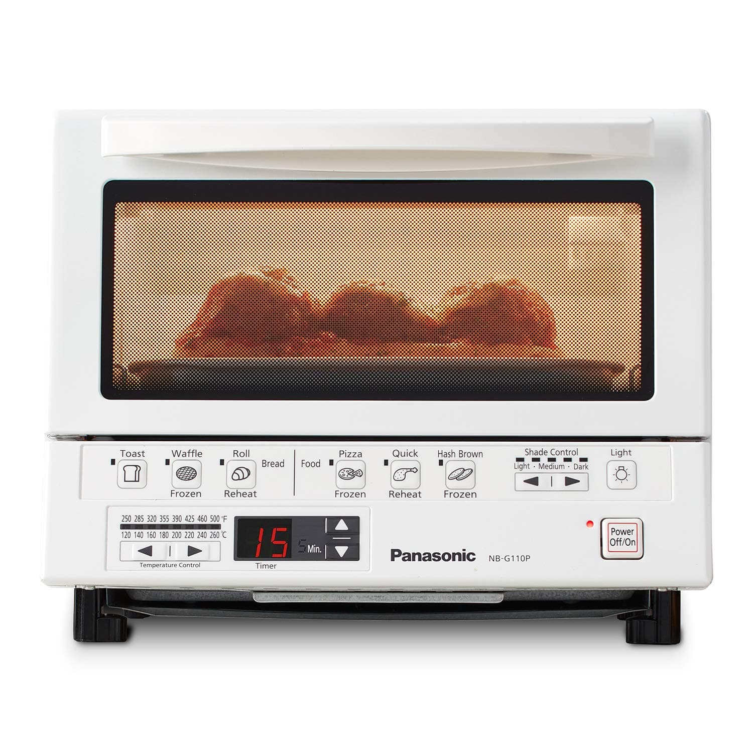 FlashXpress Toaster Oven Countertop, 4-Slice Compact Size with Double Infrared Heating, 6 Auto Cook Options and Precise Temperature Control, 1300W - NB-G110P-W (White)