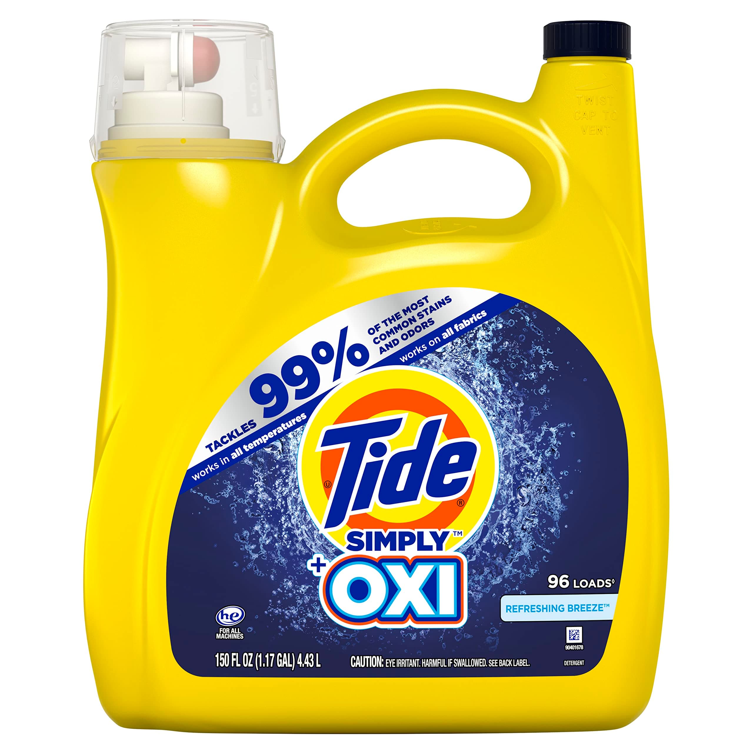 Tide Simply + Oxi Liquid Laundry Detergent, 96 loads
