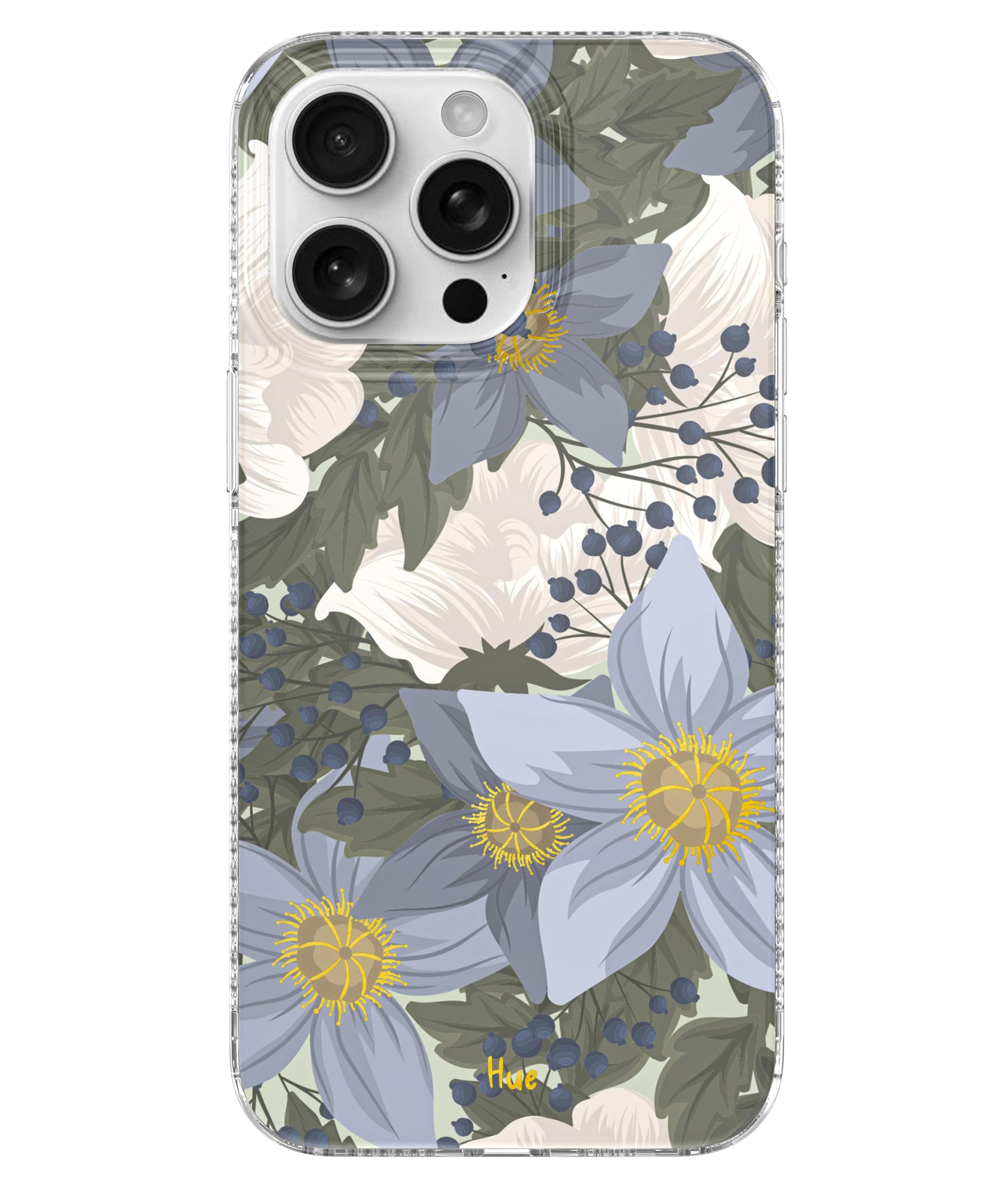 LONLI Hue - for iPhone 15 Pro Max Case [Compatible with Magsafe] - Blue Flower Phone Case - [360° Shock-Absorbent Bumper] - Cute, Unique and Aesthetic Phone Cover for Girls and Women