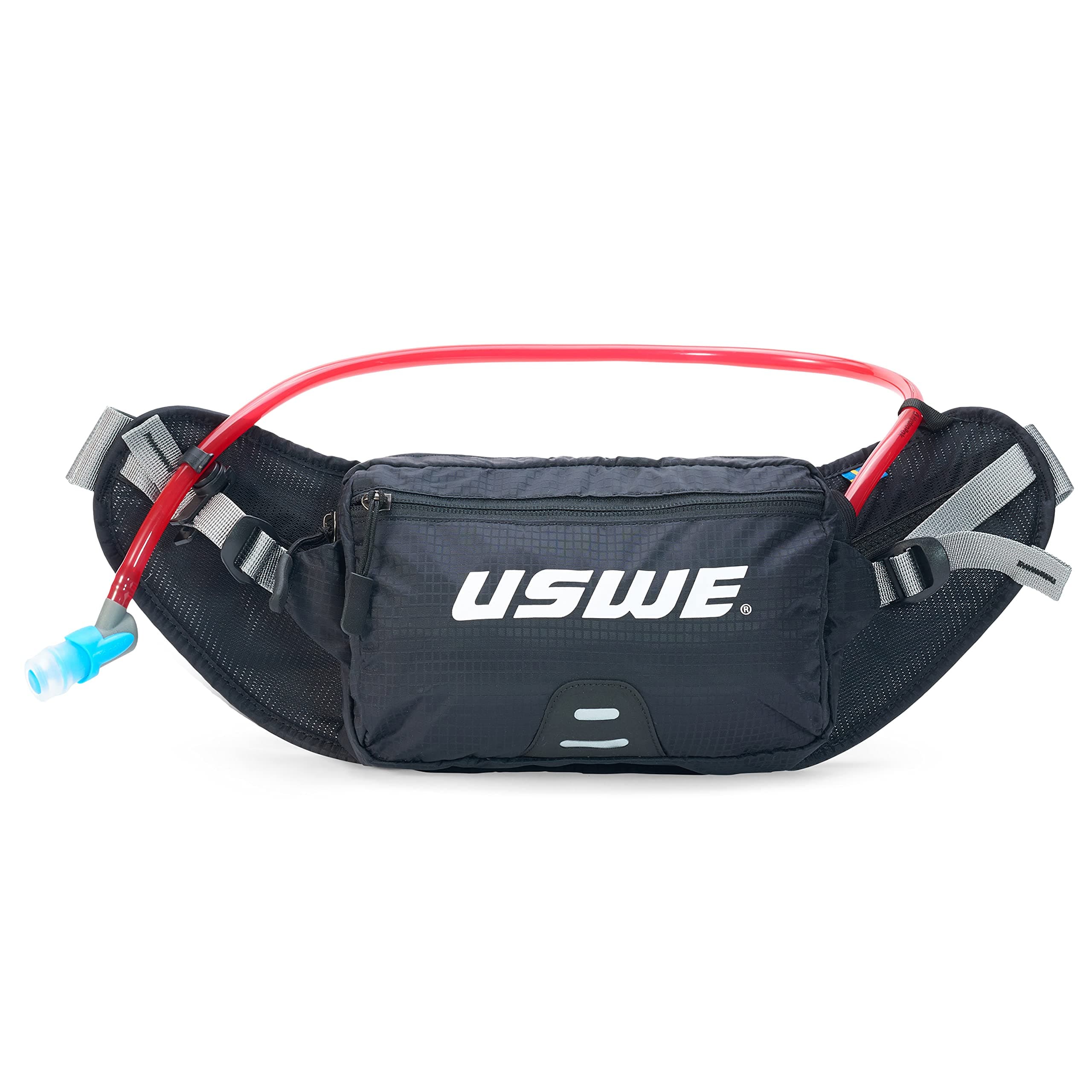 USWE Zulo Hydration Hip Pack - with Organizer and Side Pockets, Bounce Free Hip Belt (2L, Black), Yellow, 2L US, Black