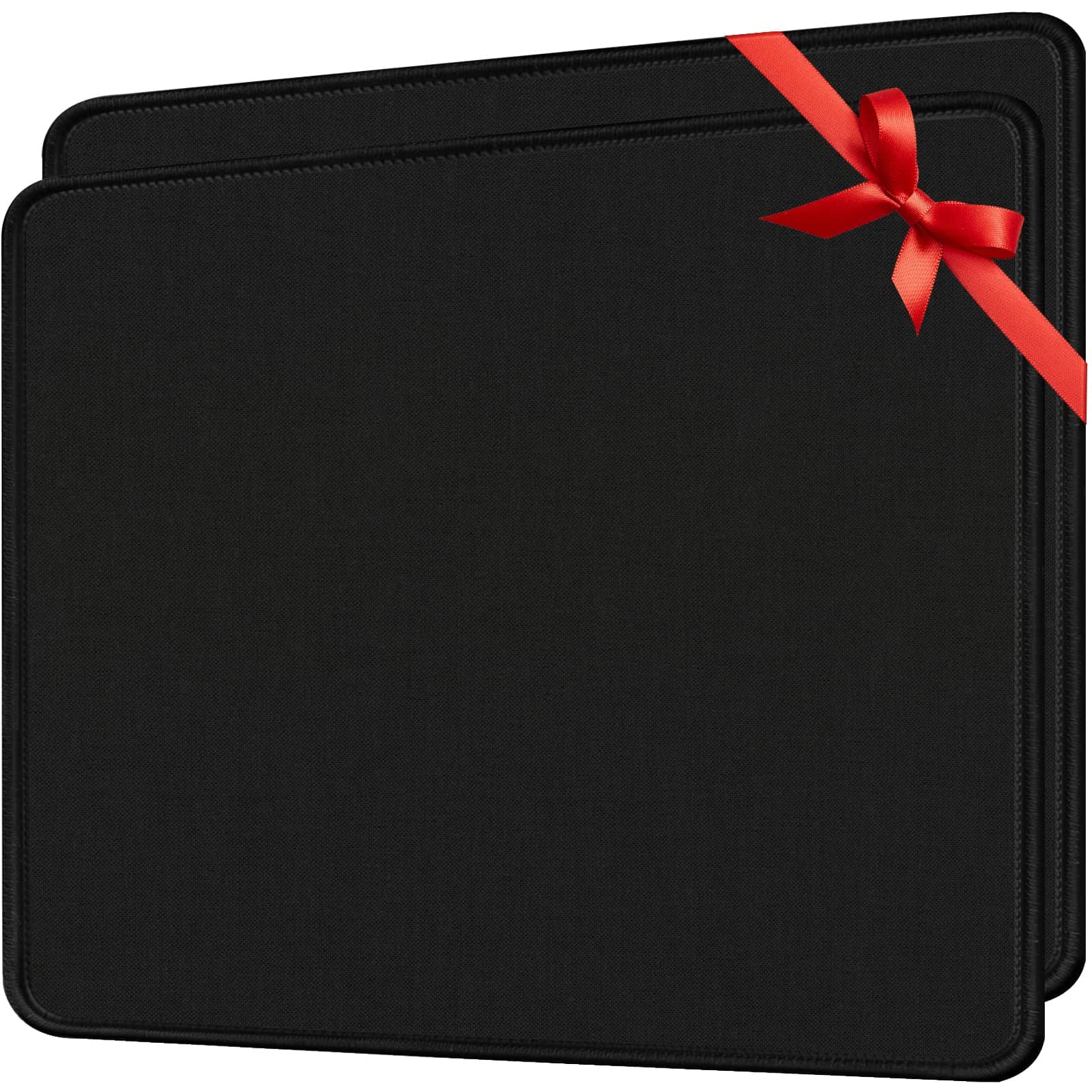 Black Mouse Pad 2 Pack, Mouse Pads, 11.8"x9.8"x0.12" 30% Medium Mouse Pad, Updated Durable Cloth Black Mouse Pad, Non-Slip Rubber Base Waterproof Mouse Pad for Laptop, Office, Home, Gaming