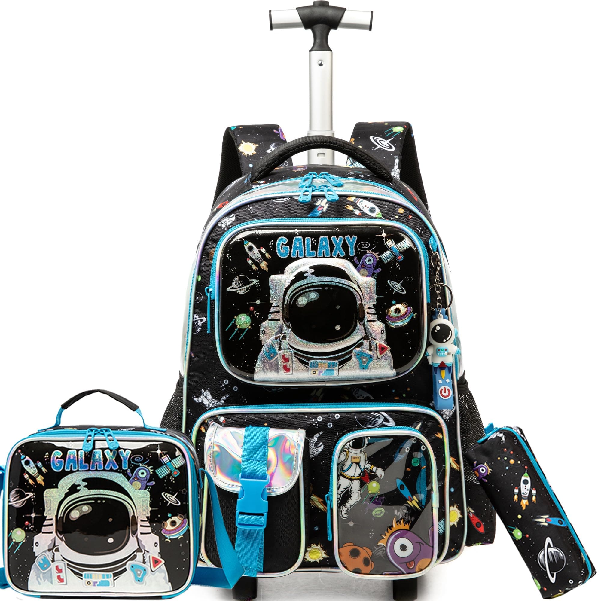 Meetbelify Kids Rolling Backpack with Wheels for Boys Rolling Backpacks with Lunch Box for Elementary School Students 3 in 1 Travel Luggage Suitcase for Boys Age 8-10