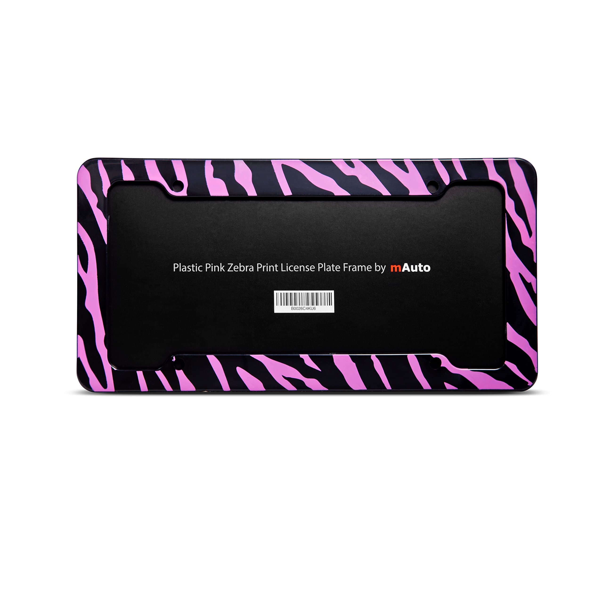 License Plate Frame mAuto Pink Zebra Plastic License Plate Frame