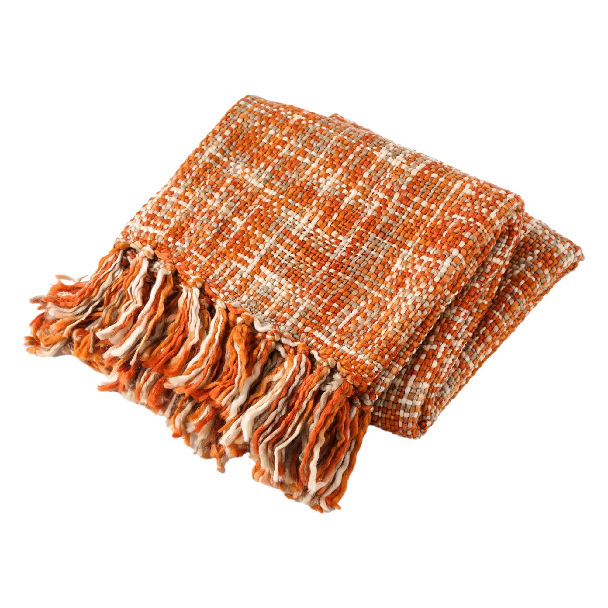 Battilo Rustic Style Acrylic Throw Blanket Measuring, Orange