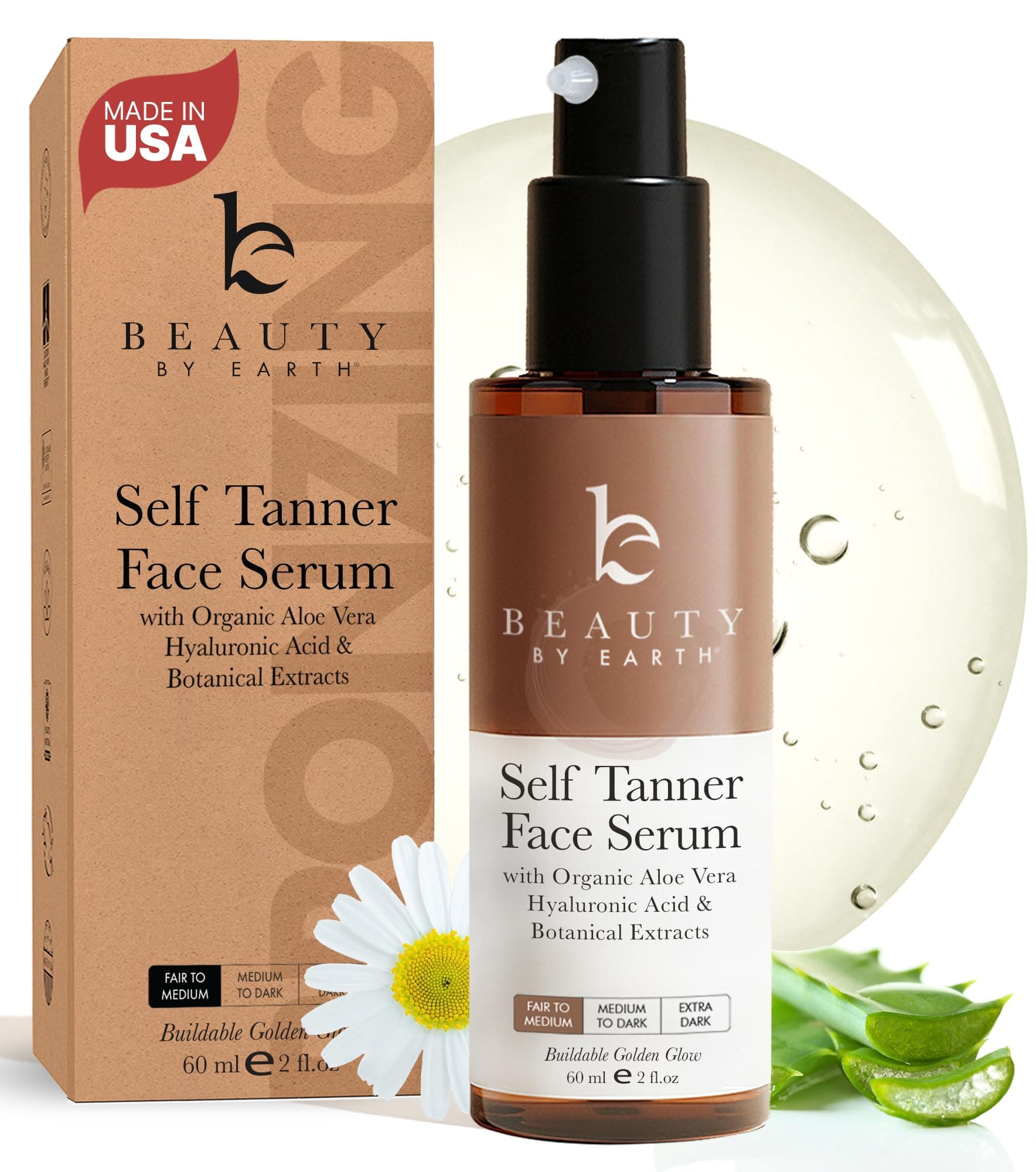 Face Self Tanner Serum - Fair to Medium Sunless Tanner for Face Tanning with Hyaluronic Acid, Fake Tan Face Tanner to Self Tan, Self Tanning Best Self Tanner Face Bronzer for Natural Looking Face Tan