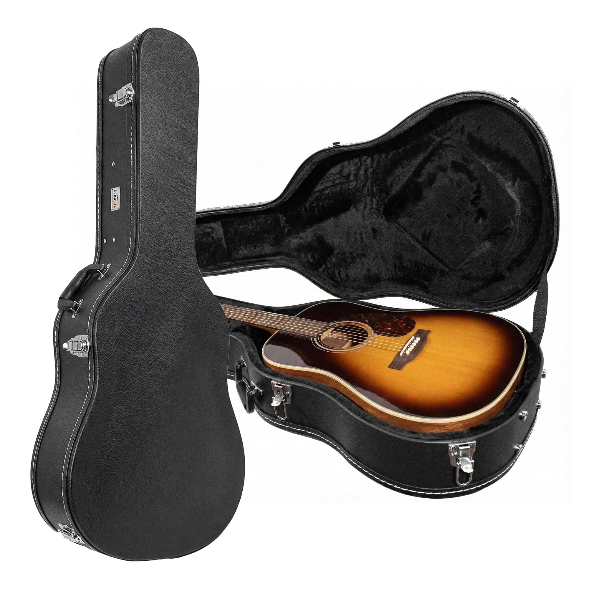 Dreadnought Acoustic Guitar Hardshell Case with Accessory Compartment - Black