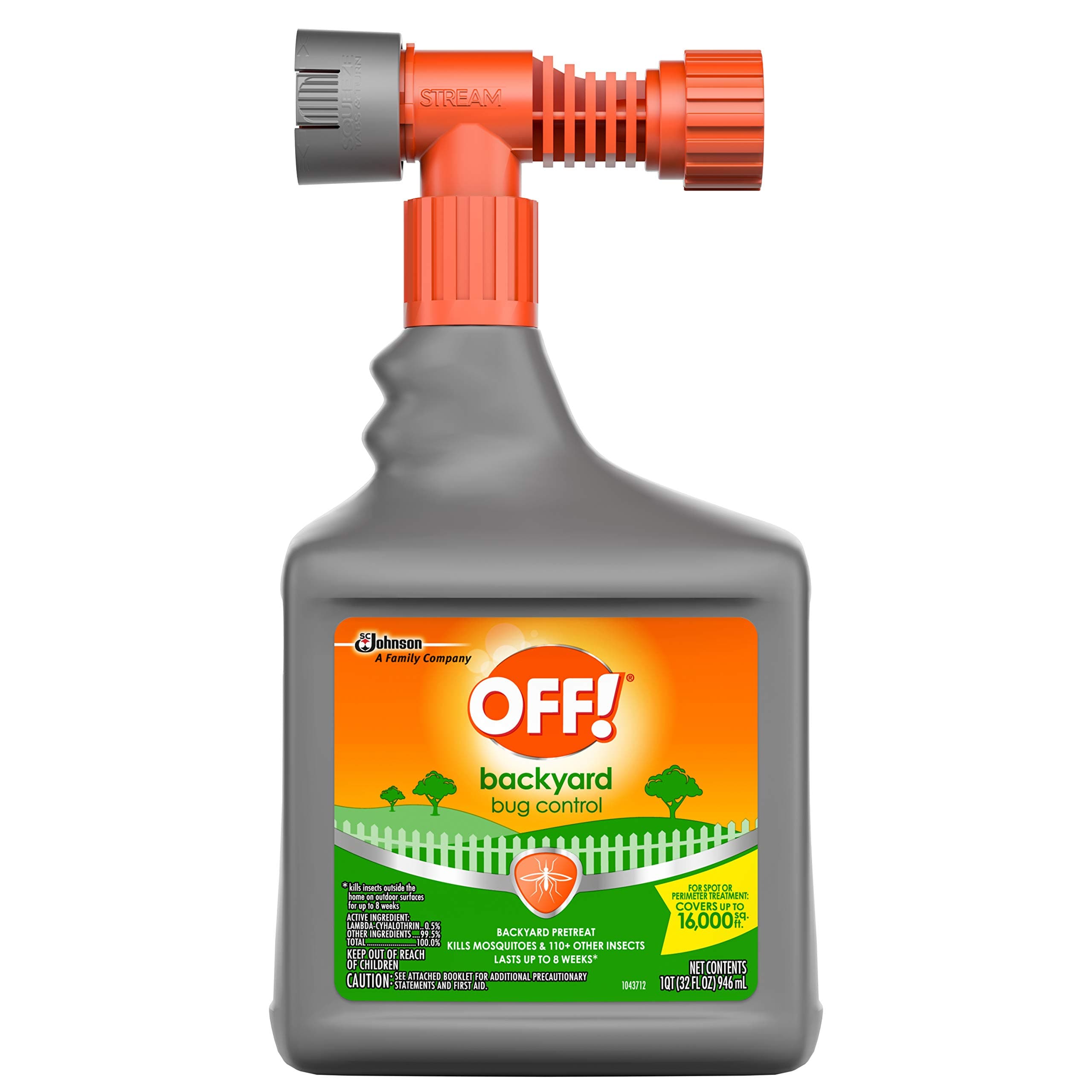 OFF! Backyard Bug Control Yard Pretreat Hose End Sprayer Kills and Repels Insects Covers up to 16,000 Square Feet Outdoor Use 32 Ounce (Pack of 2)