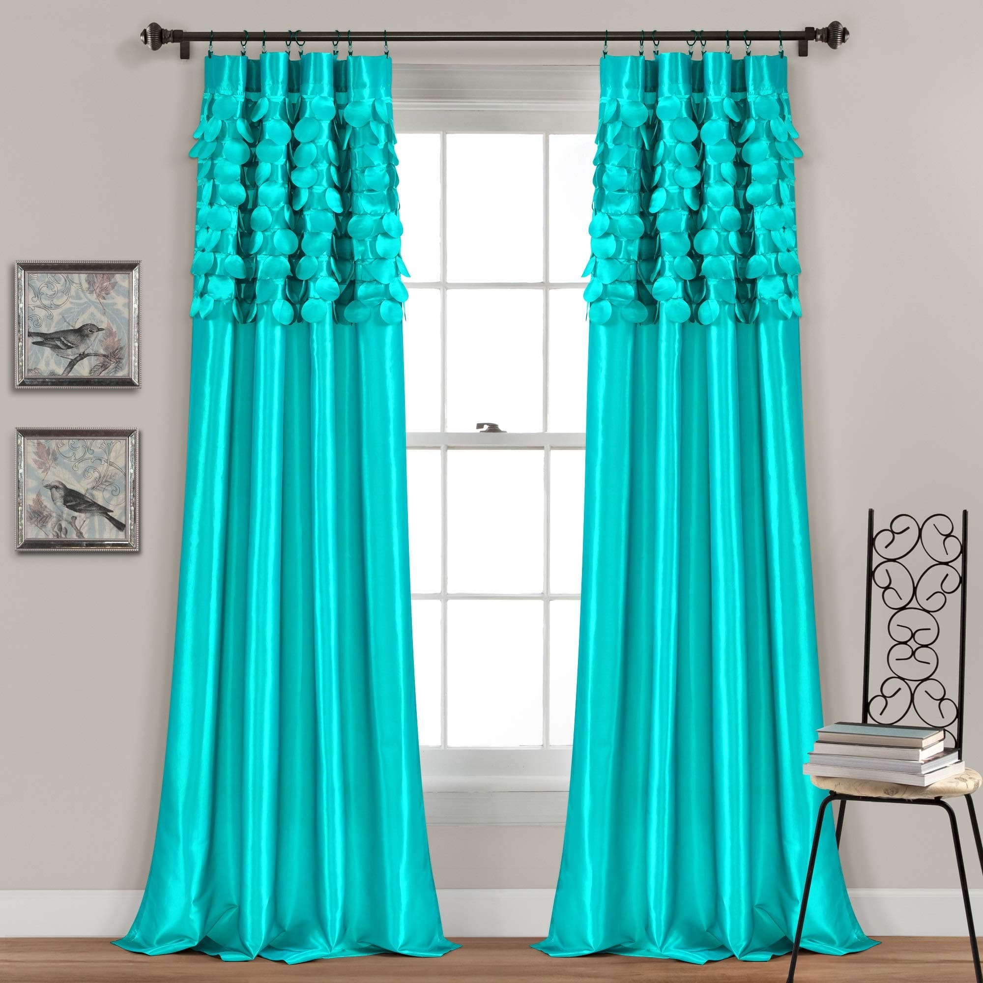 Circle Dream Window Curtains Panel Set For Living, Dining Room, Bedroom (Pair), 84 In X 54 In, Turquoise