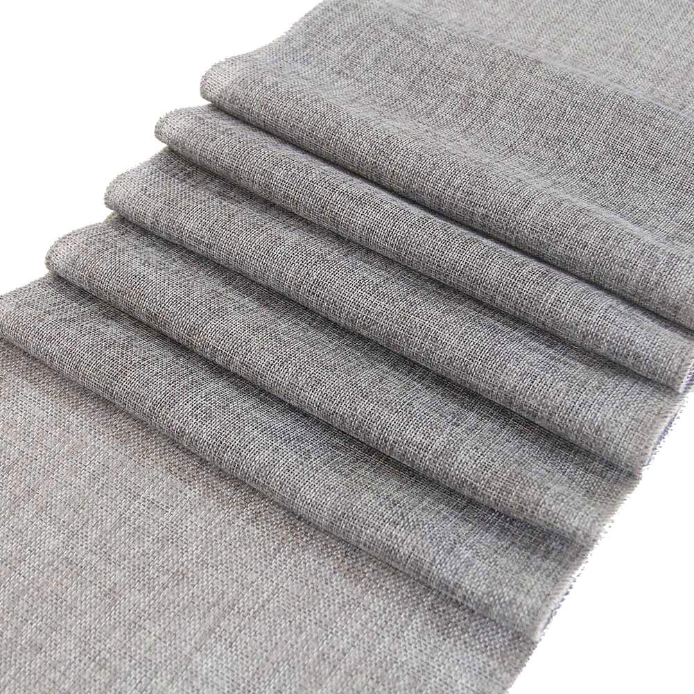 Gray Burlap Table Runner 14 x 72 Inch Imitated Linen Wrinkle-Free for Wedding/Bridal Party/Rustic Event