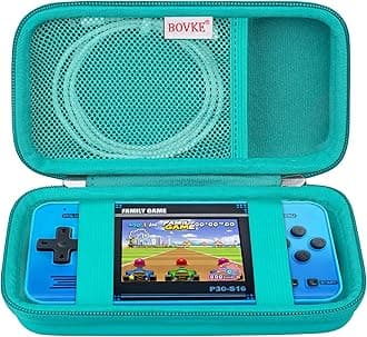 BOVKE Carrying Case for WELLST·G Handheld Game for Kids -Preloaded 220 Retro Video Games, Mini Arcade Electronic Toy Portable Storage Organizer, Extra Mesh Pocket fits Cable, Turquoise (Case Only)