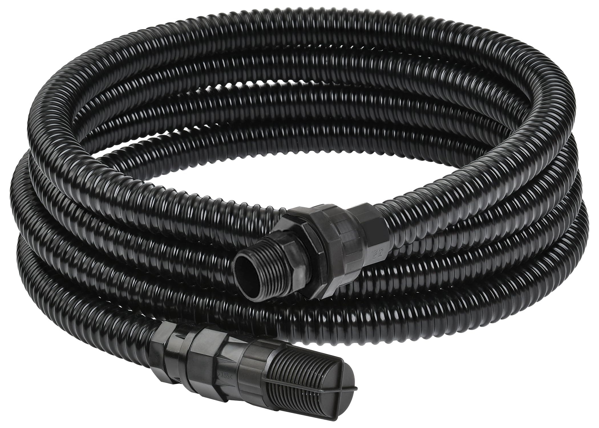 4m Suction Hose Kit, Including Non-Return Valve and Compatible to G1, G1-1/4 Thread Corrugated Pipe 4m Long, Water Inlet Hose Set, Aspiration Hose for Garden Booster Pressure Pump