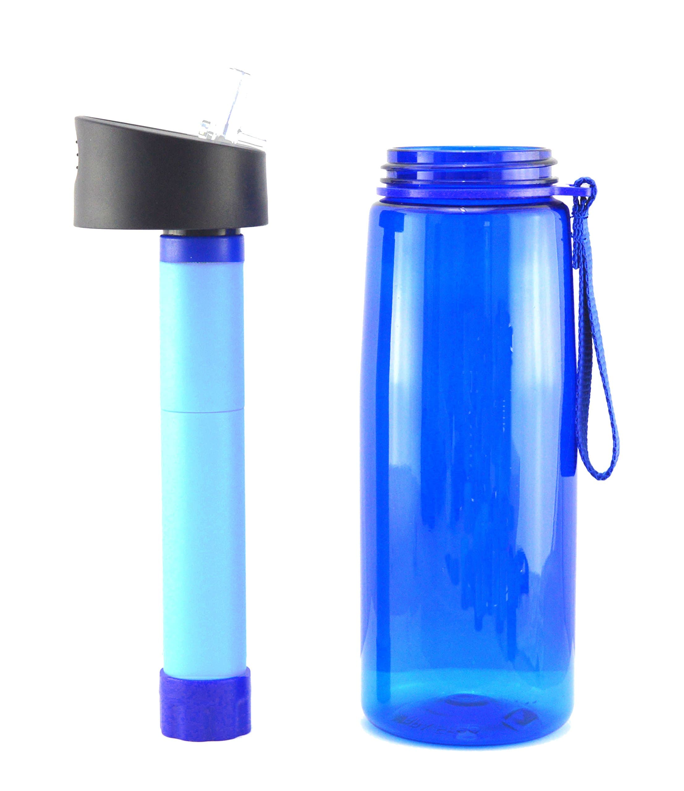 Revive H2O NEW MODEL Replacement Water Filter Also compatible with Pure Well Filtering Water Bottle - Includes Adapter for Squeeze Bottle - Filters 1500 Litres - Antibacterial Carbon Filter + Hollow Fibre Membrane
