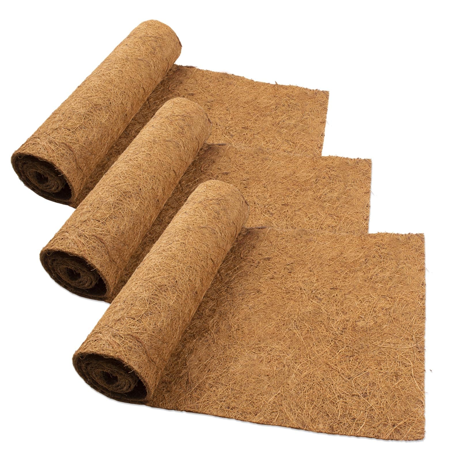 Natural Coco Liner Roll, 3 Rolls 1m*0.3m/40" x 12" Coconut Planter Liners, Coco Hanging Basket Liner Coconut Growing Mat Coconut Fibre Matting Liner Roll for Patio Containers Wall Troughs