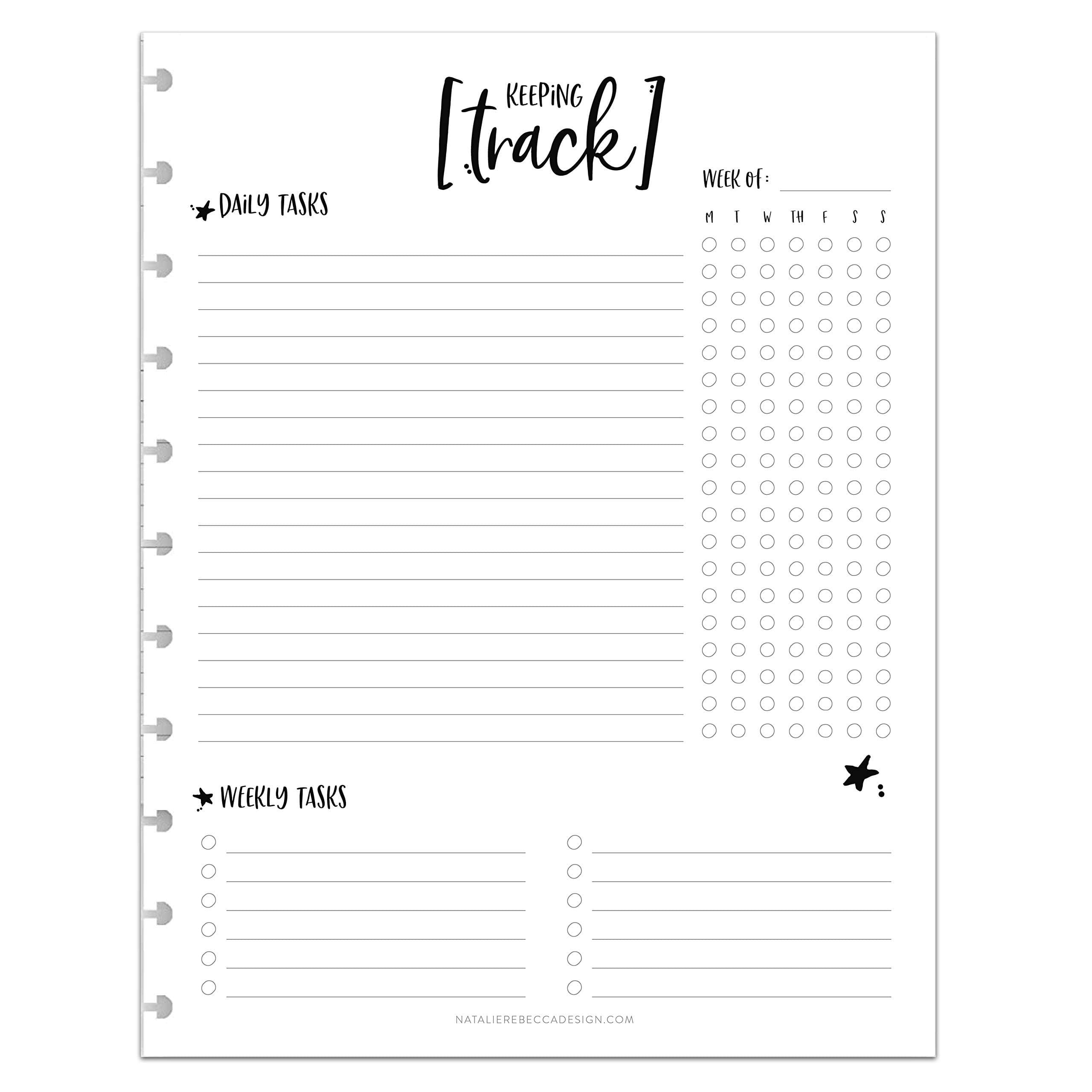BetterNote Keeping Track Refill Pages for Discbound Notebook, Habit Tracker, Fits Disc TUL, Daily Weekly To Do, Happy Planner, ARC, Levenger Circa, Talia (Whimsy- 6 months, 11-Disc, 8.5"x11")