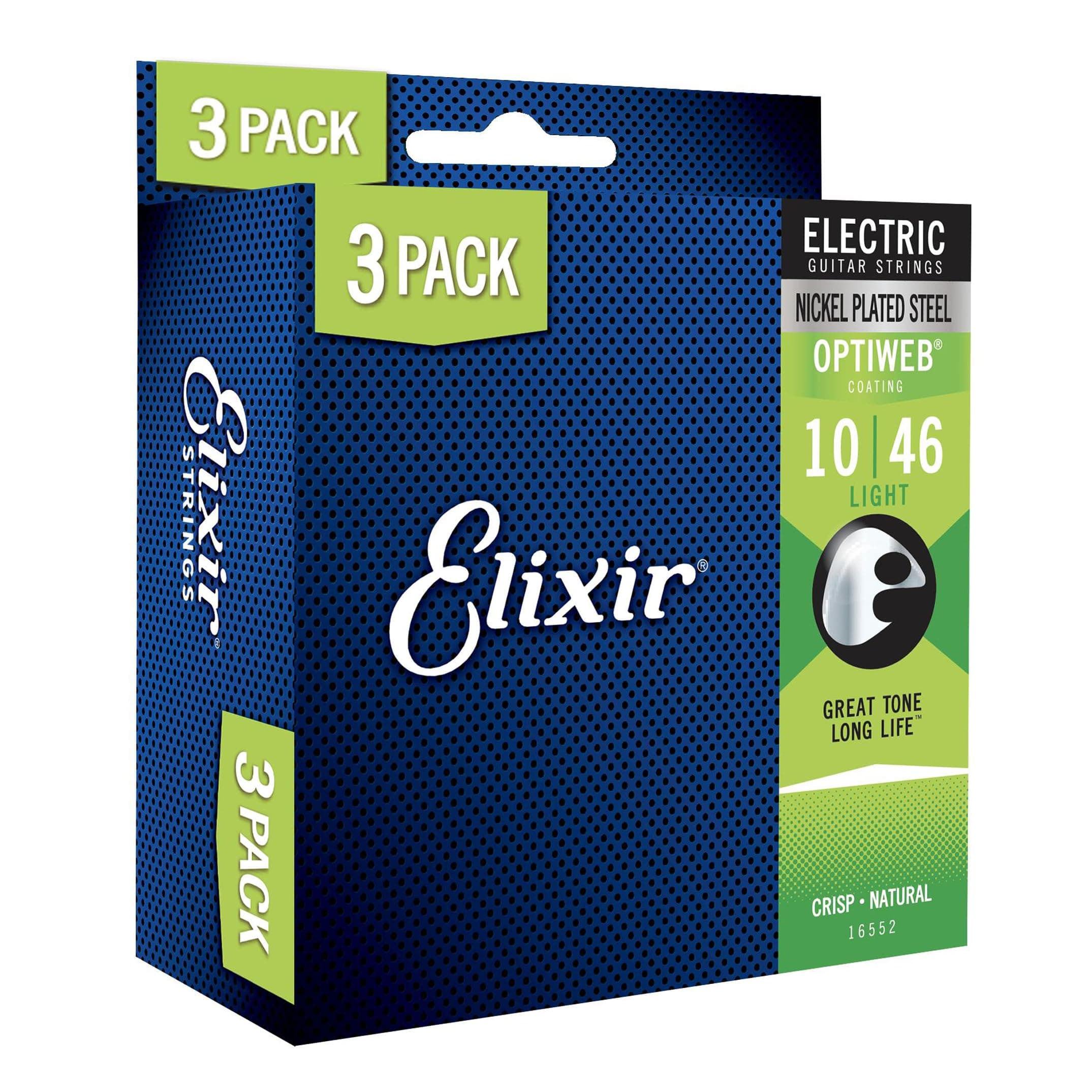 Elixir Strings - Nickel Plated Guitar Strings with OPTIWEB Coating - Elixir Electric Guitar Strings - 3 Pack, Light 10-46