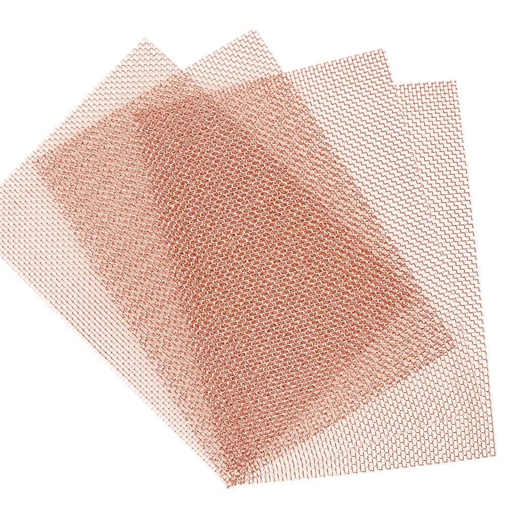 4 Pack 30 Mesh 99.9% Pure Copper Screen Woven Mesh Screen, Copper Mesh Cloth Fine Mesh, 5.9x19.68 Inch