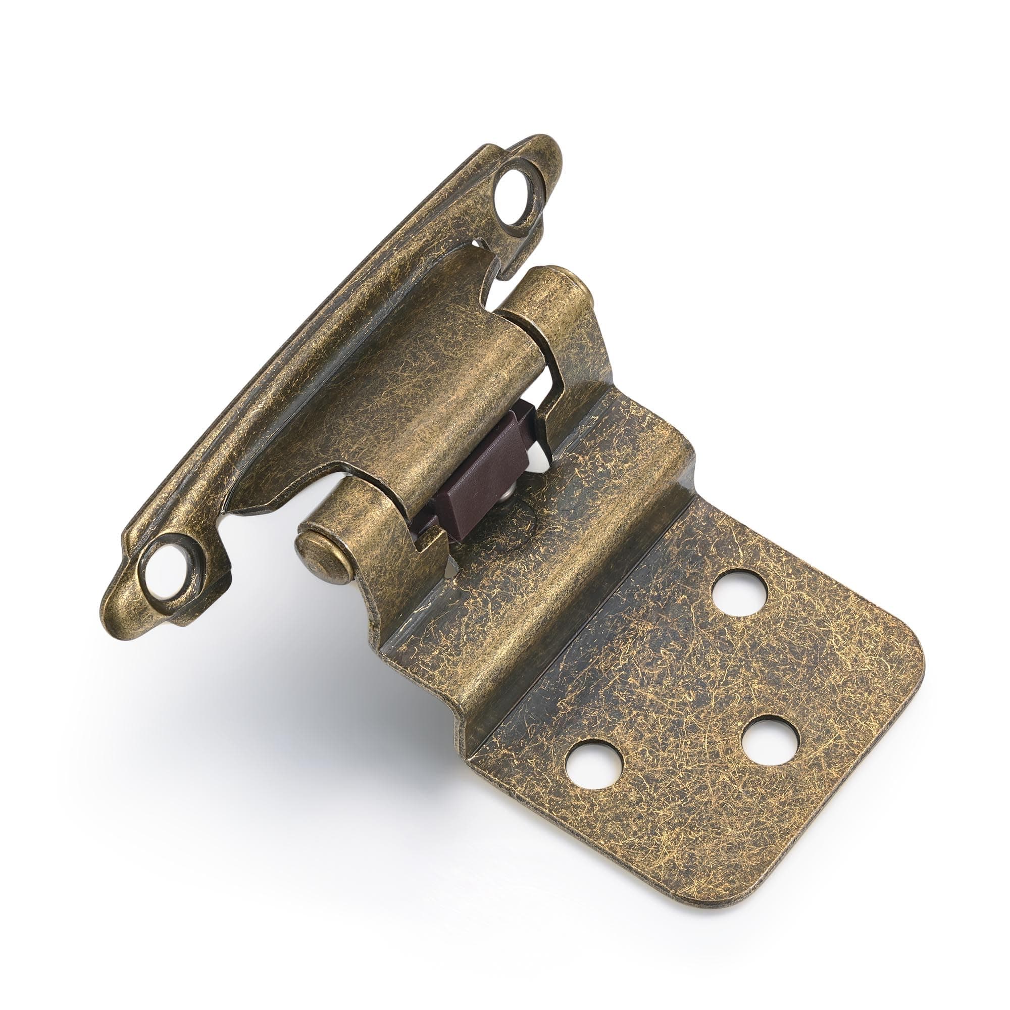 10 Pack (5 Pair) 3/8" Inset Antique Brass Self Closing Cabinet Hinges for Offset Kitchen Cabinet Door, Face Frame Semi Concealed Kitchen Cabinet Hinges