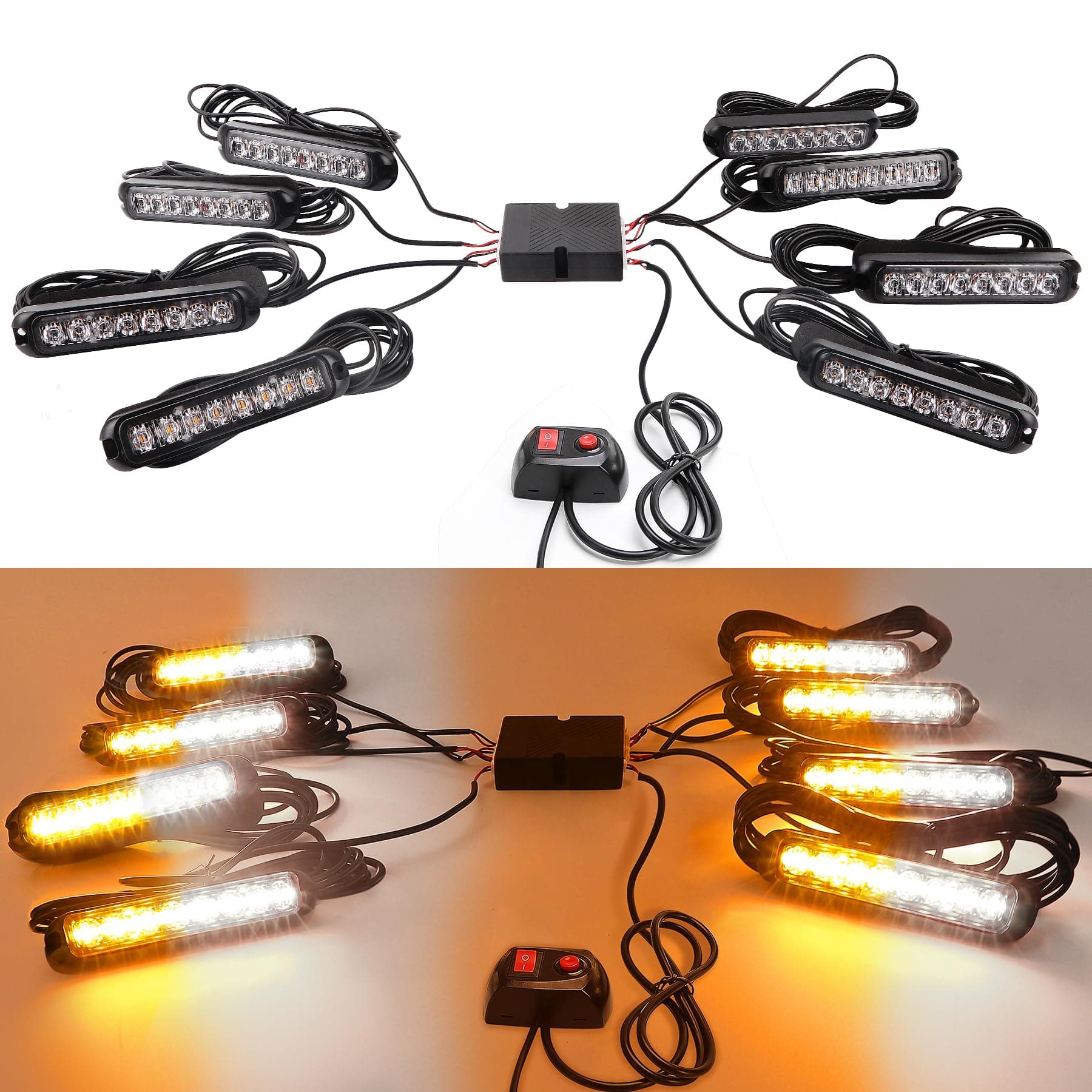 ROUTEKING 8x8LEDs Car Strobe Flash Lights Hazard Warning Beacon Emergency Fla...