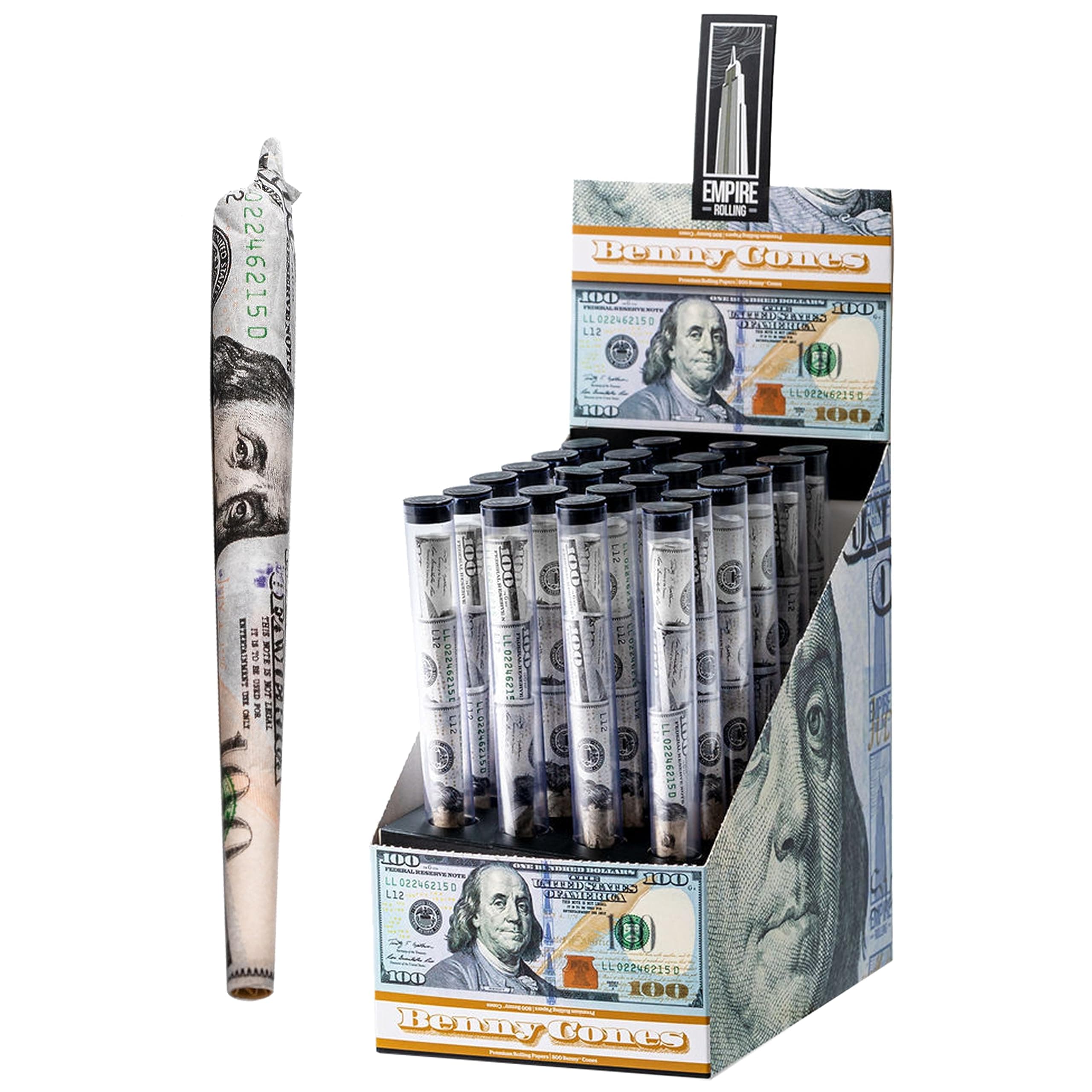 Empire Rolling Benny $100 Bill Cones - 72 King Size, Pre-Rolled, 111mm - Natural