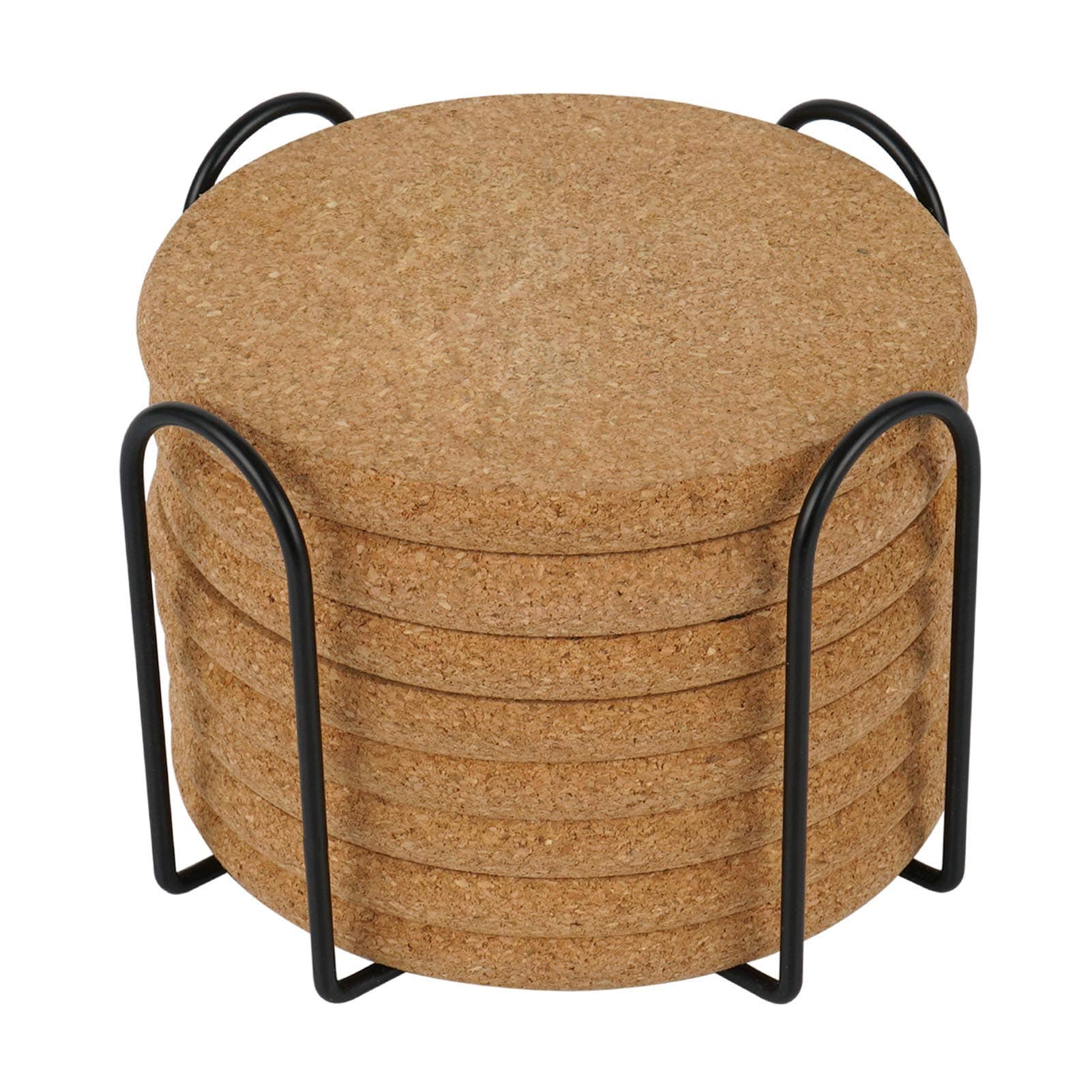 Adorever 8 Pcs Extra Thick Cork Coasters, Round Edge, Light Brown, Set of 8