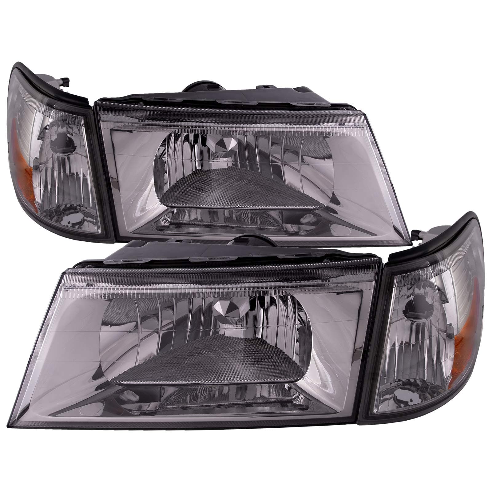 PERDE Headlights And Side Marker Lights (4Pc Set) Chrome With Performance Lens Compatible with 2003-2004 Grand Marquis