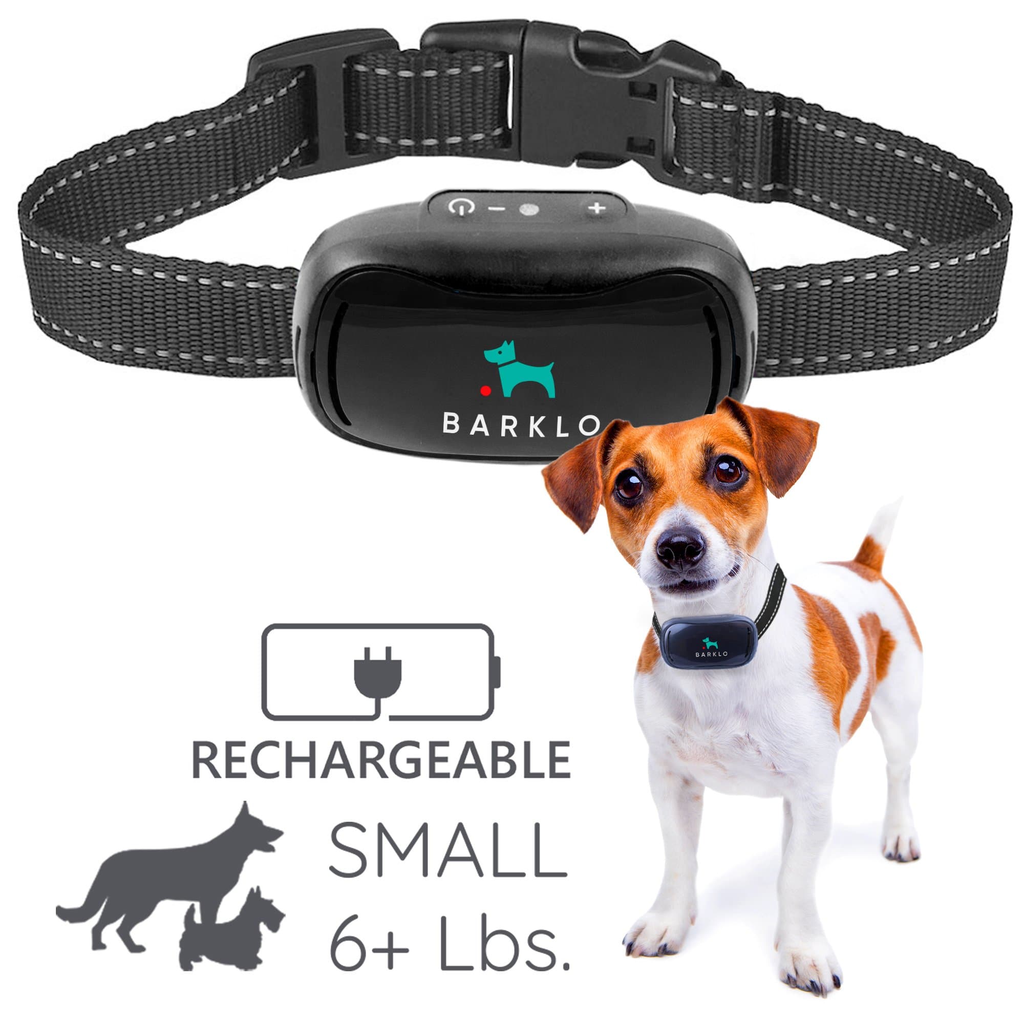 Barklo Small Dog Barking Collar for Tiny to Medium Dogs Rechargeable and Waterproof Device Vibrating Anti Barking Training Device - Smallest & Most Best Safe On Amazon - No Shock No Spiky Prongs! (6+ lbs)