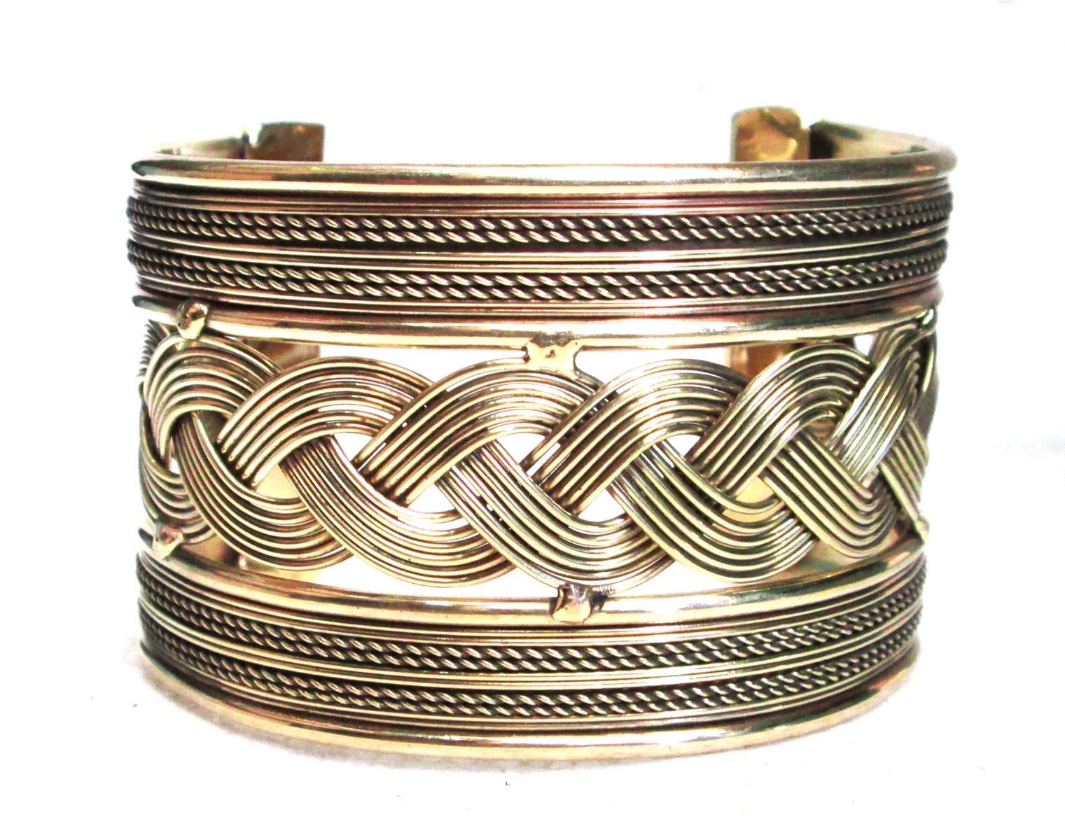 ARITTRA Oxidized Golden Copper Silver Multicolor Brass Metallic Crafted Adjustable Cuff and Kada Bracelet for Women