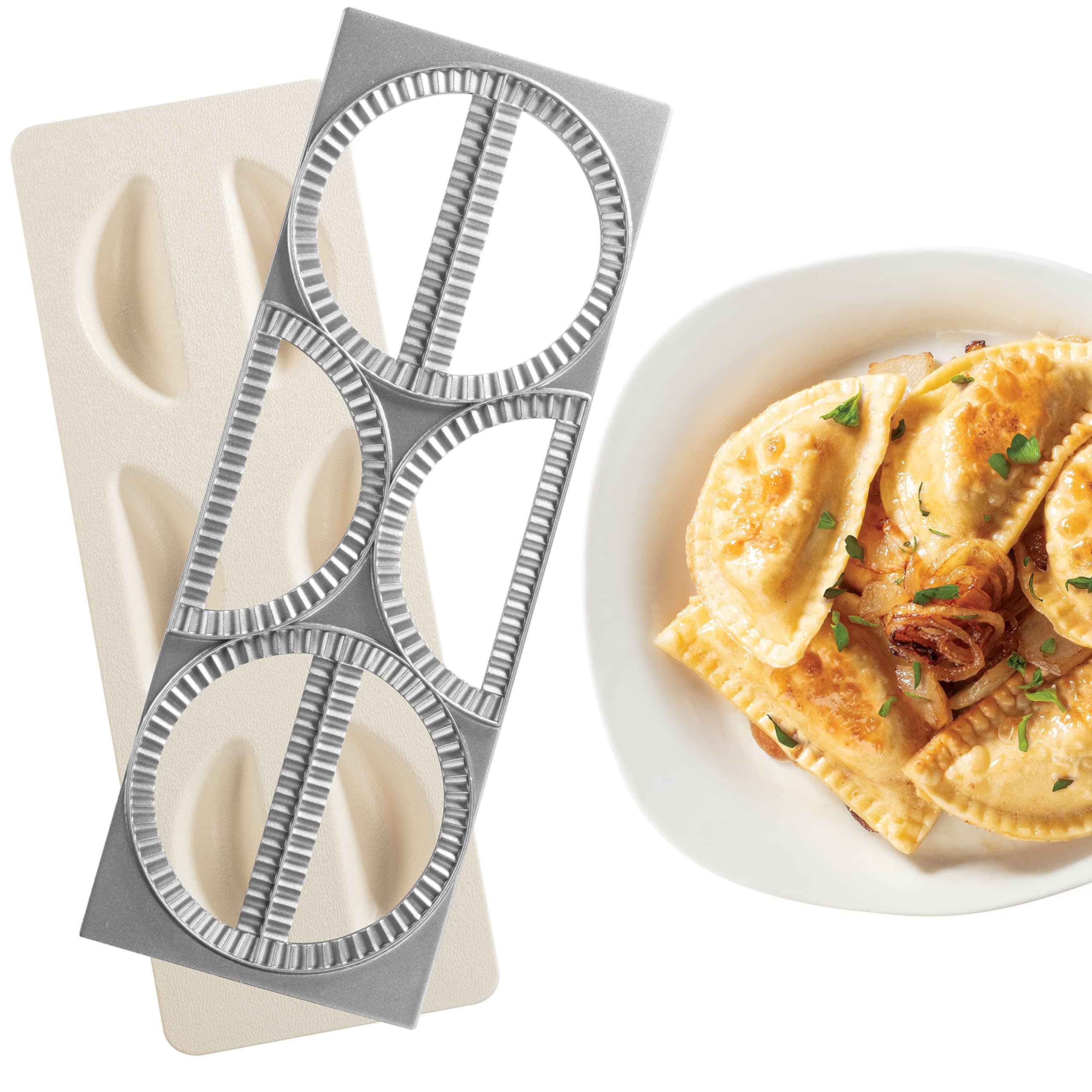 Pierogi Maker by Cucina Pro - Includes Tray and Press - Makes 6 Dumplings, Potstickers, or Peirogis at a time