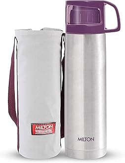 Glassy 350 Thermosteel 24 Hours Hot and Cold Water Bottle with Drinking Cup Lid, 350 ml, Purple