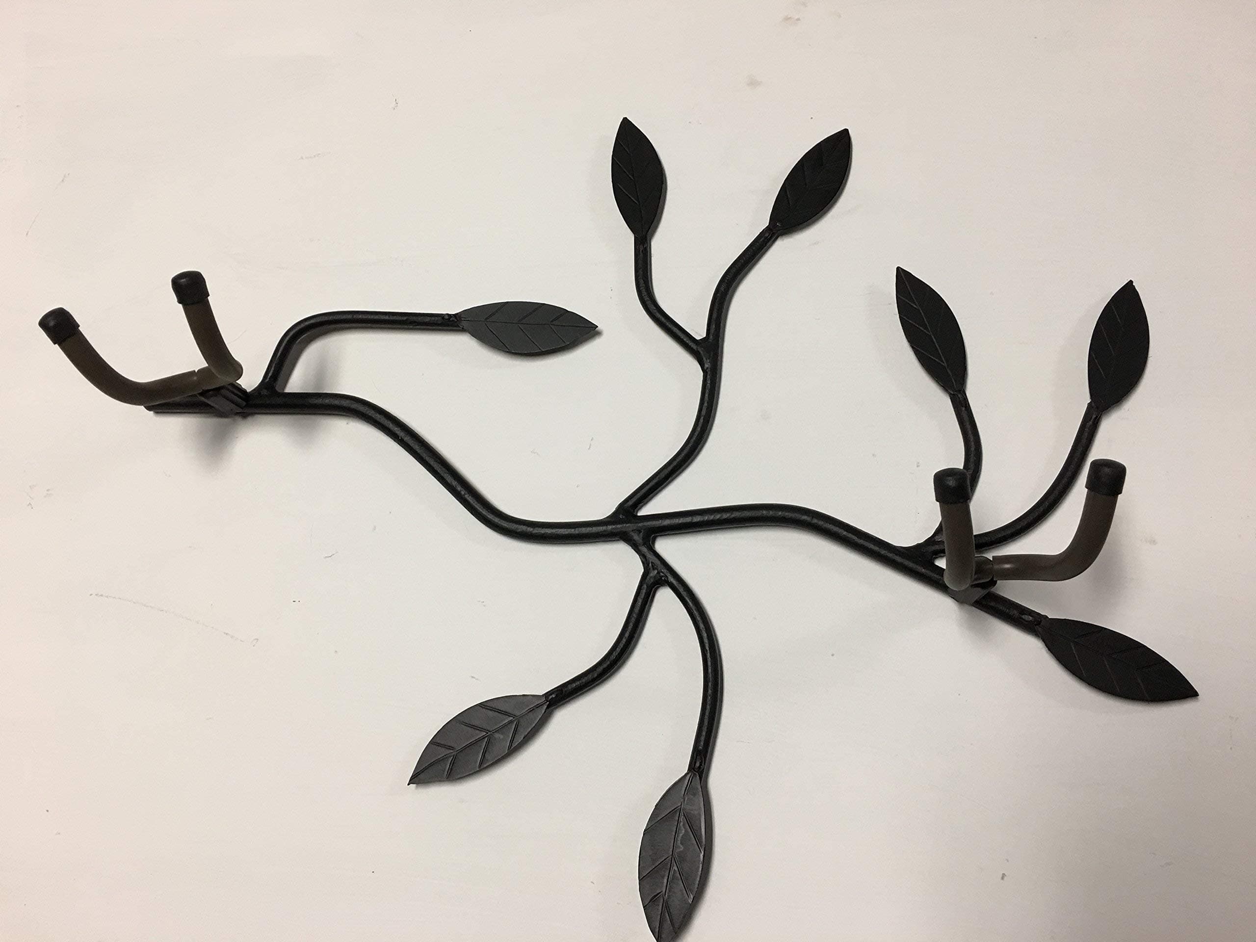 6 hook Branch coat rack , wall mounted very sturdy for heavy jackets, book bags etc. Semi Gloss Black