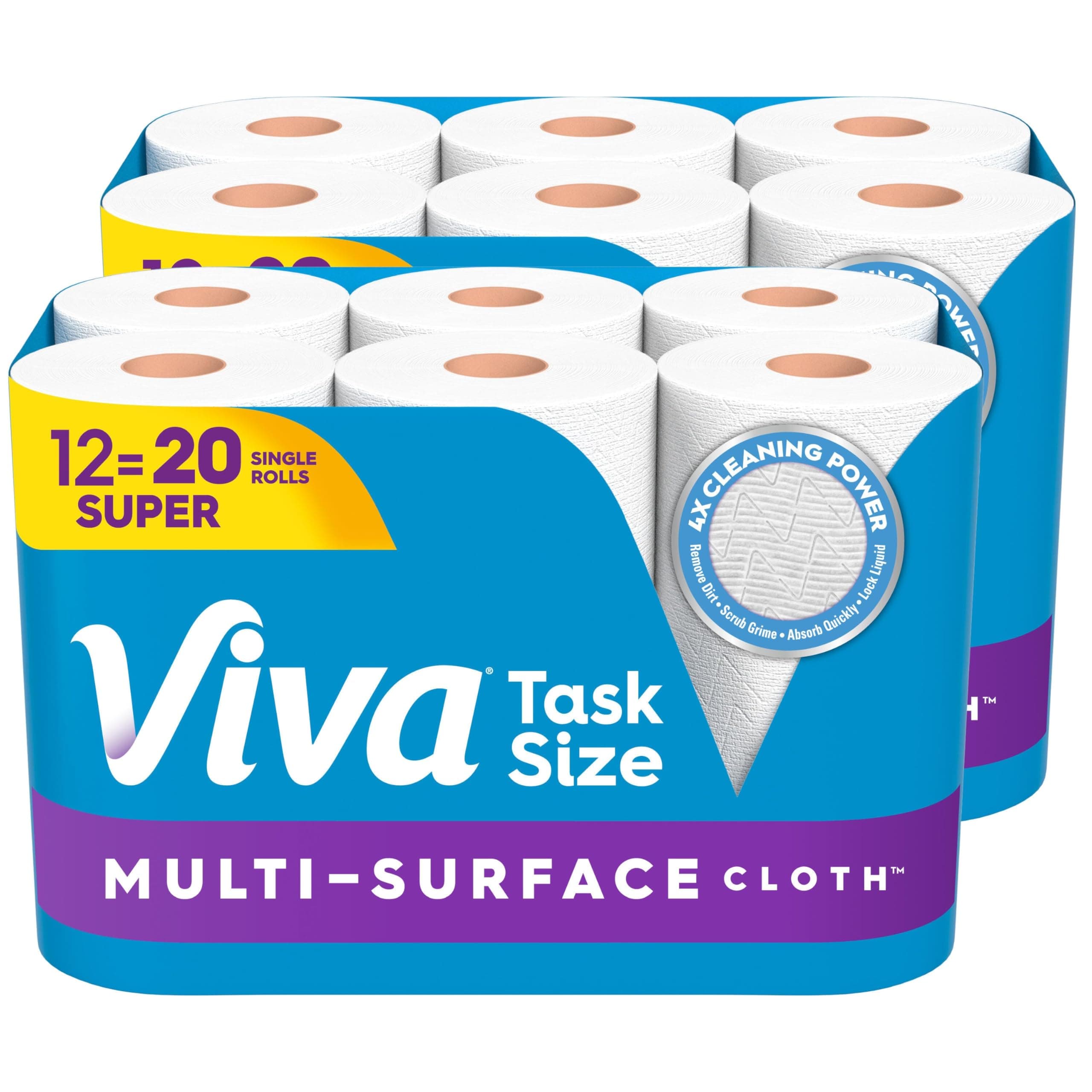 Viva Multi-Surface Cloth Paper Towels, Task Size - 12 Super Rolls (2 Packs of 6) - 81 Sheets Per Roll