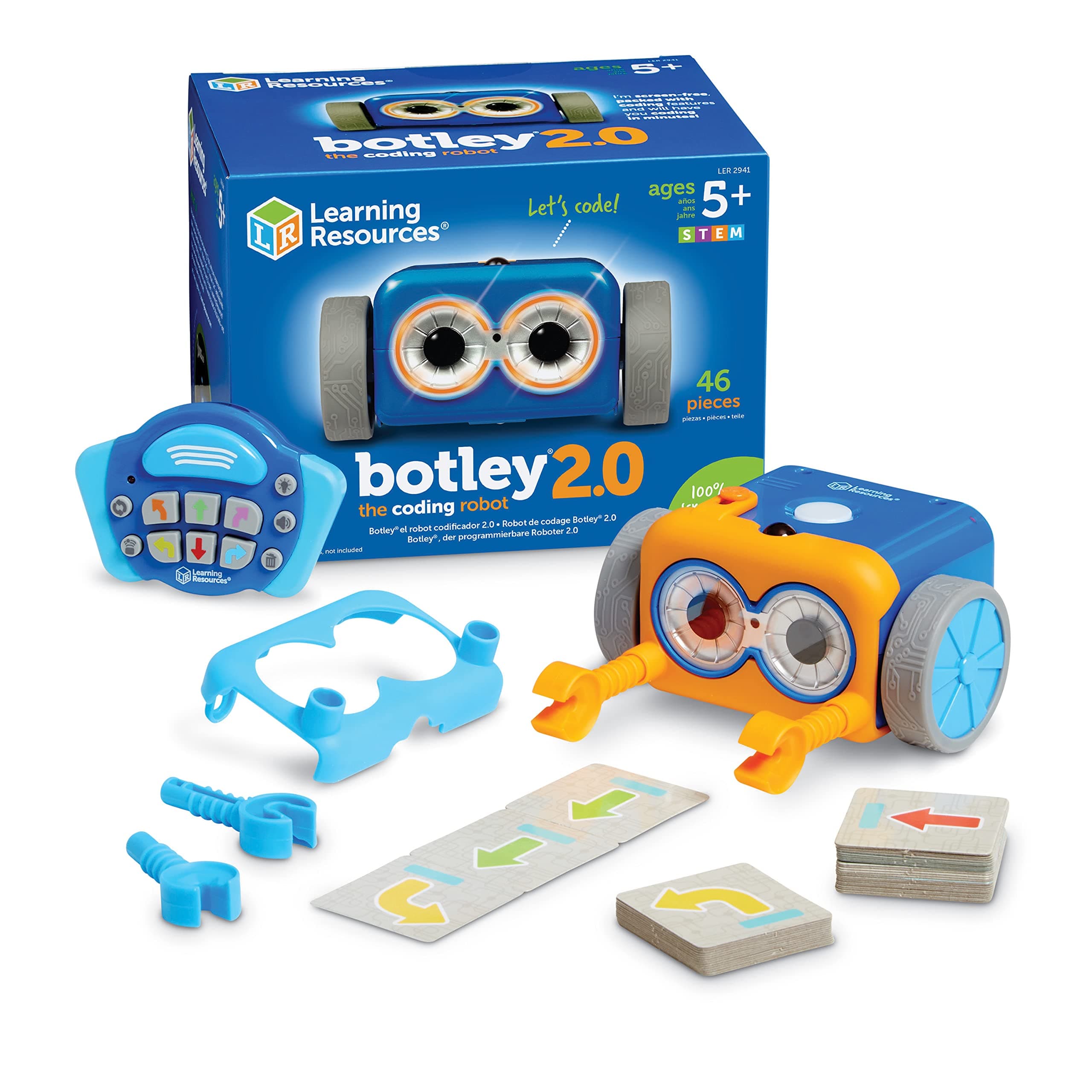 Botley the Coding Robot 2.0-46 Pieces, Ages 5+, STEM Toys, Programming, Electronic Learning, Screen-Free Toys for Kids