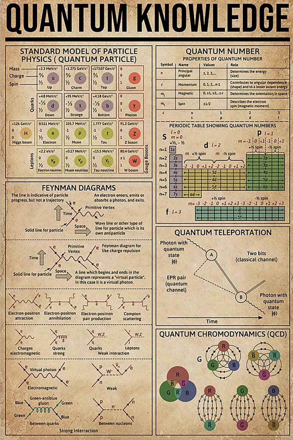 JIUFOTK Quantum Knowledge Posters Physics Science Guide Metal Signs Room Club Home Decor Wall Decor Retro Plaque 12x16 Inches
