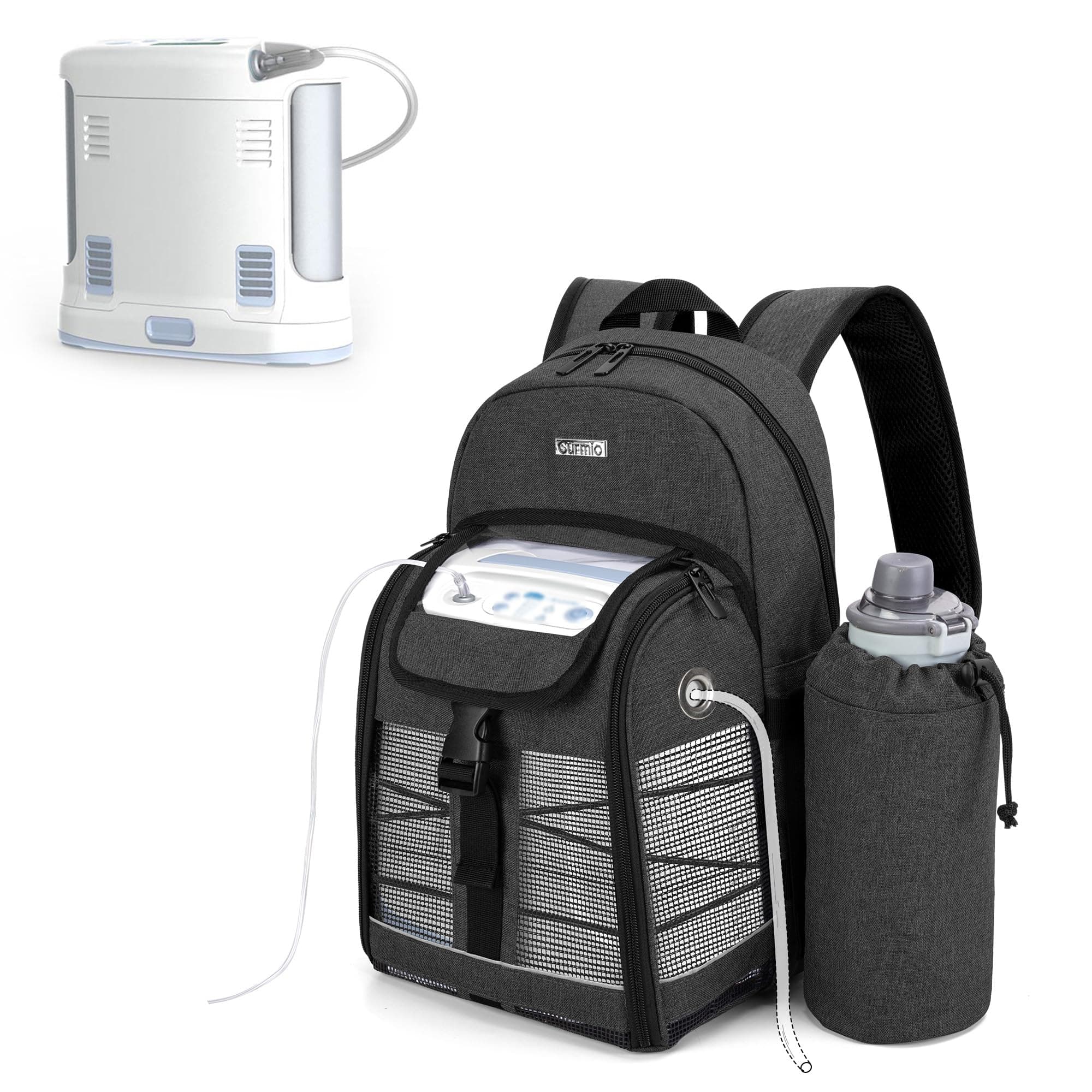 CURMIO Portable Oxygen Concentrator Backpack, POC Carrying Bag Compatible for Inogen, OxyGo and Caire Units, Bag Only